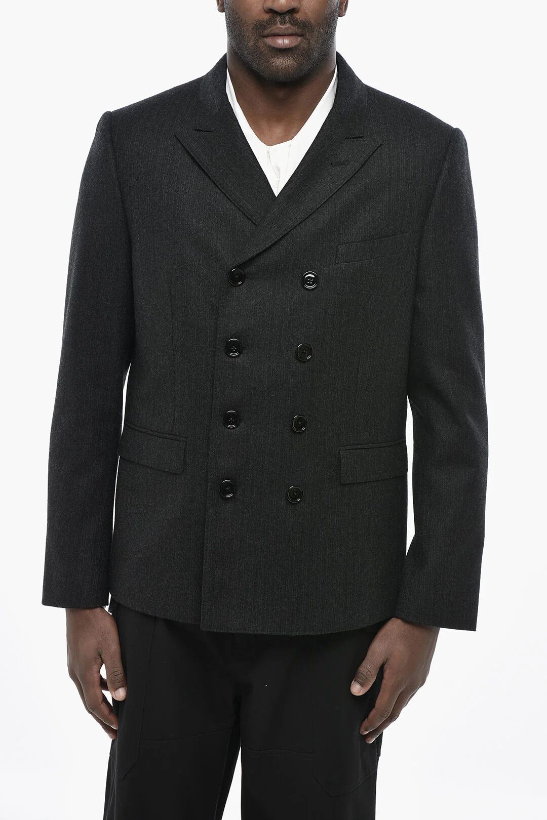 Celine og1mm0426 Wool Double-Breasted Jacket in Grey Size US M / EU 48-50 / 2 - 1 Thumbnail