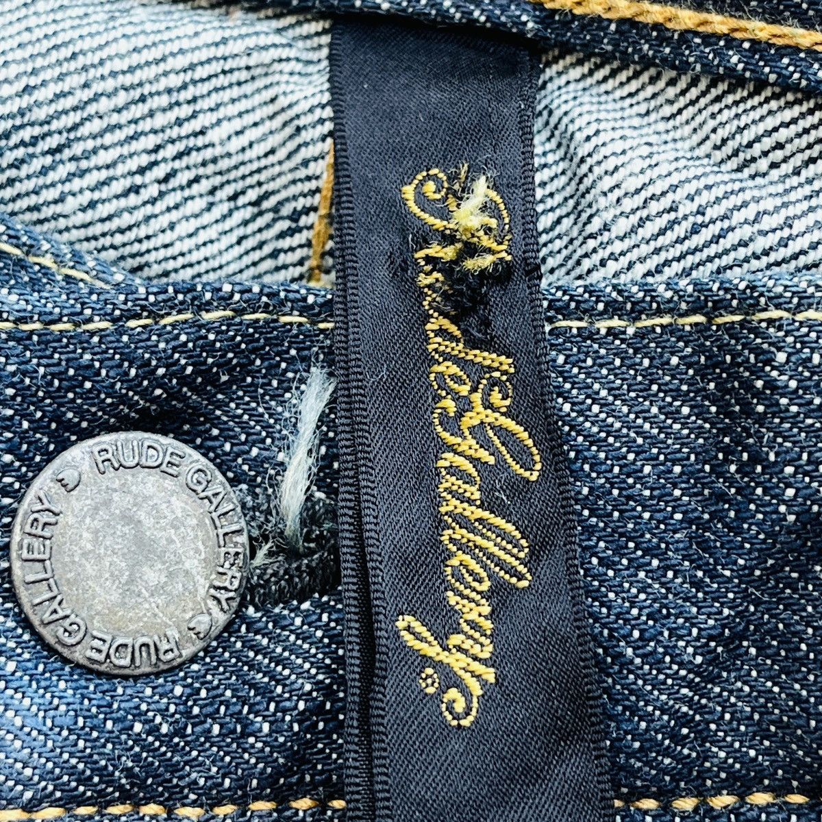 Rude Vintage Rare Rude Gallery Hard Denim Selvedge Jeans Size US 31 - 18 Thumbnail
