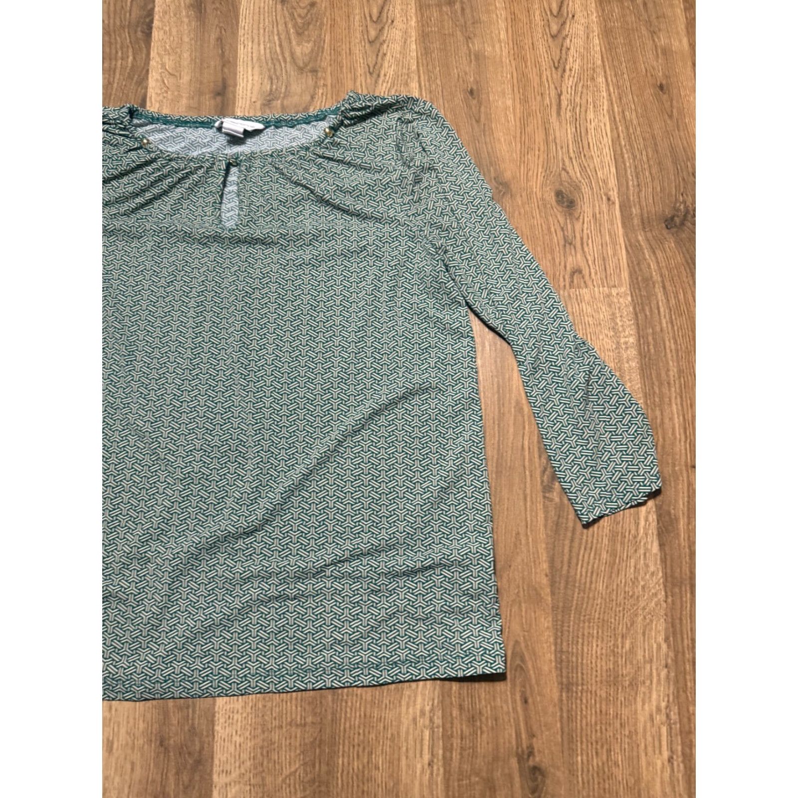 Liz Claiborne Liz Claiborne Blouse Shirt Women's M Green Long Sleeve Key Hole Size M / US 6-8 / IT 42-44 - 3 Thumbnail