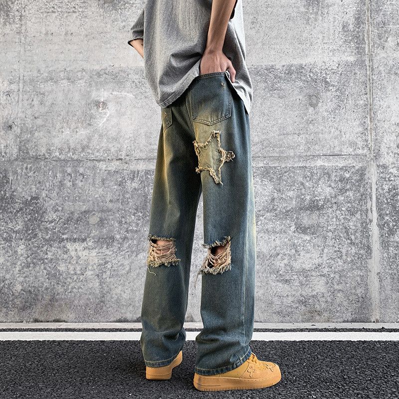 Japanese Brand Men's Retro High Street Ripped Loose Jeans Size US 32 / EU 48 - 1 Thumbnail