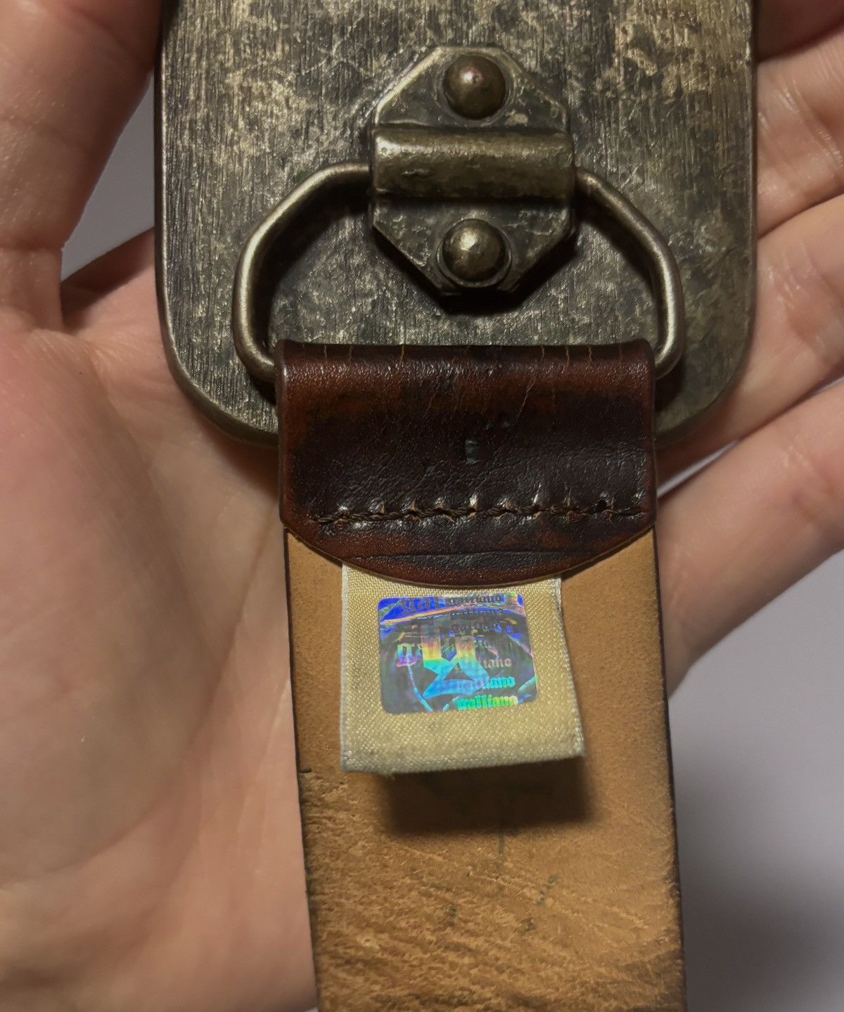 John Galliano leather Galliano belt with used-look Size 34 - 2 Thumbnail