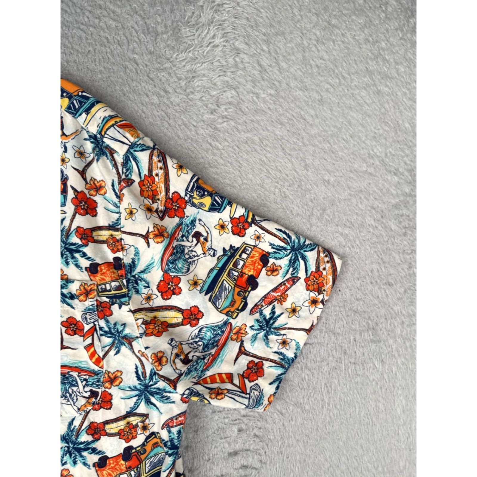George George Shirt Men Extra Large White Floral Palm RV Surfer Hawaiian 100% Rayon Size US XL / EU 56 / 4 - 2 Thumbnail