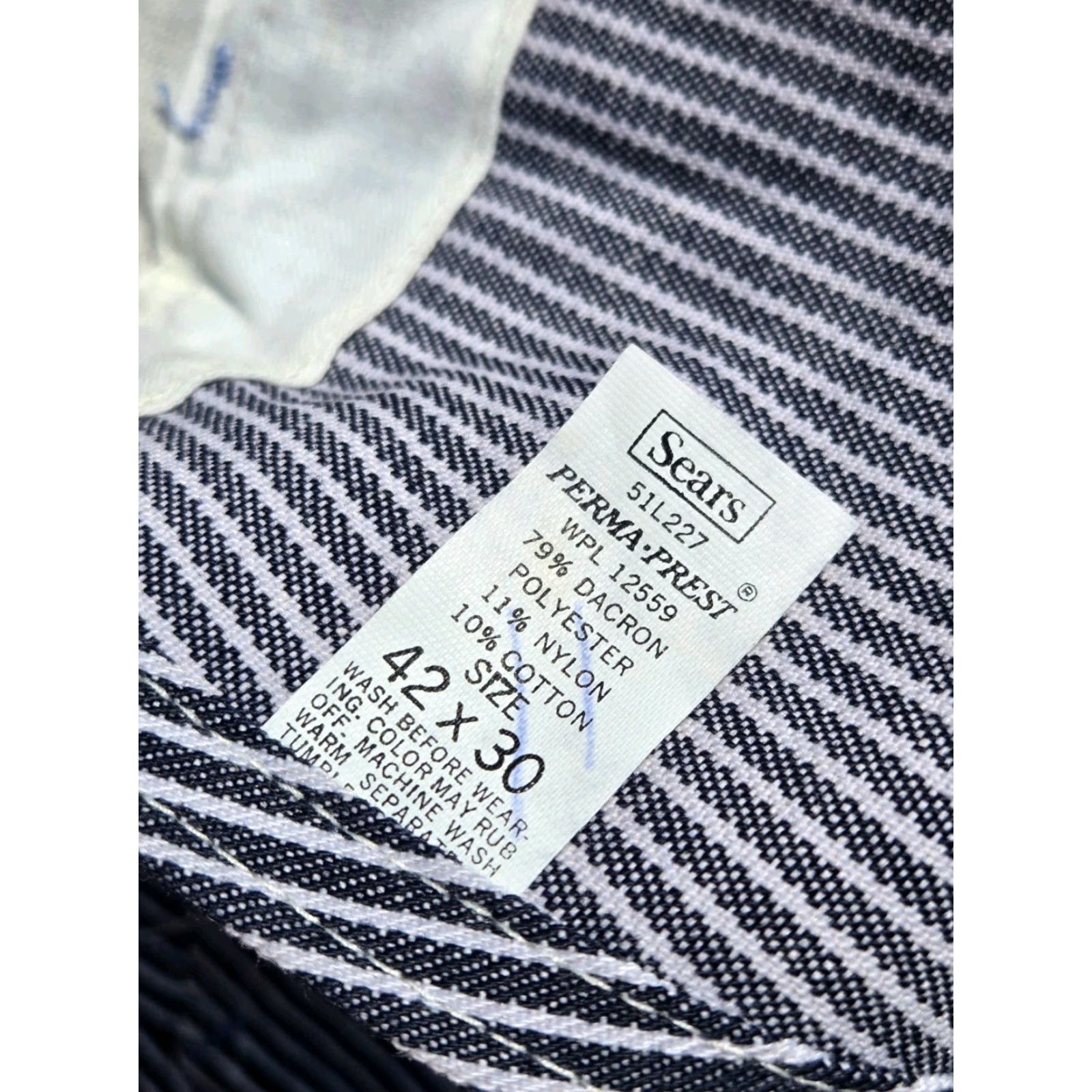 Sears VINTAGE Sears TOUGHSKINS Overalls Carpenter Denim Blue & White Striped 42X30 Mens 90s USA Made Size US 42 / EU 58 - 4 Thumbnail