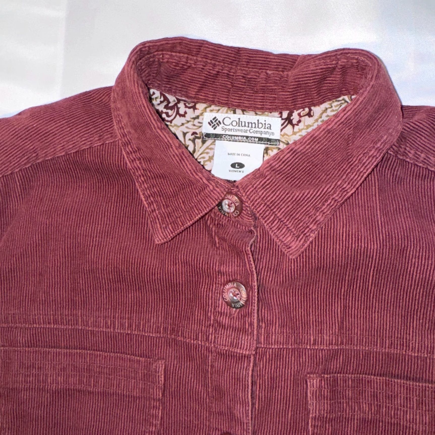 Arrow Columbia Womens Jacket Corduroy Paisley L Red - Regular Fit, Mid-Length, Fall Winter, Casual, Machine Washable, Cotton, Outer Shell, Women Size L / US 10 / IT 46 - 3 Thumbnail