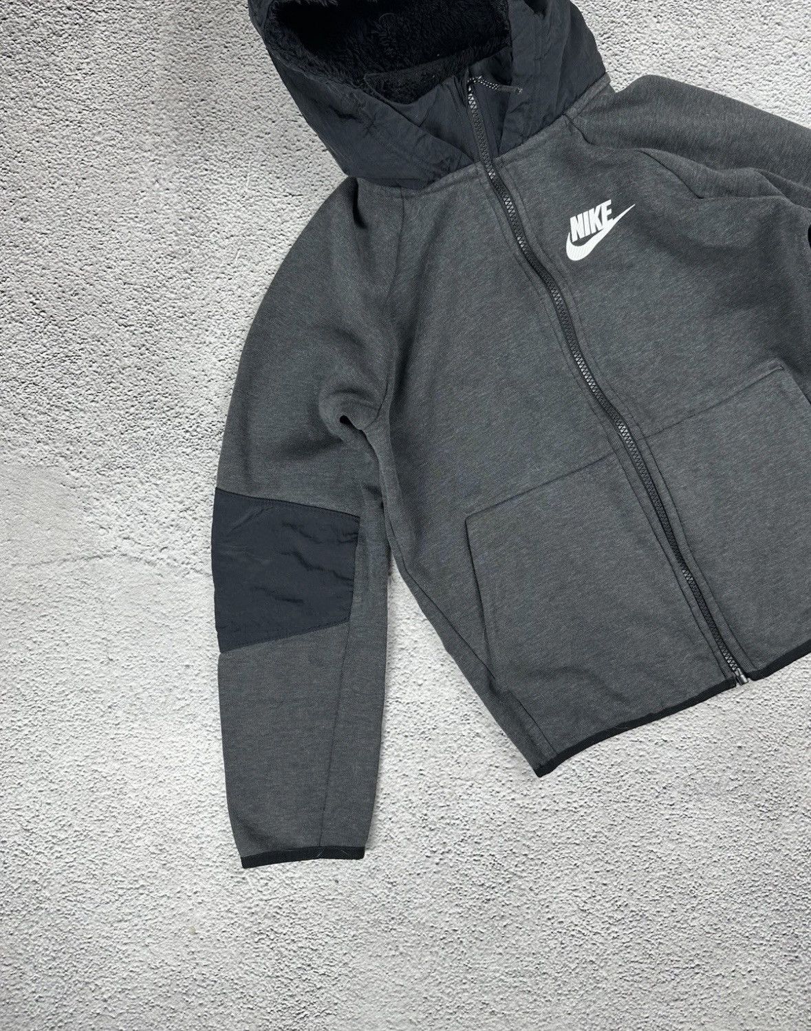 Nike Vintage Nike Fur Fuzzy Faux Full Zip Hoodie Nylon Bomber Y2K Size XS / US 0-2 / IT 36-38 - 3 Thumbnail