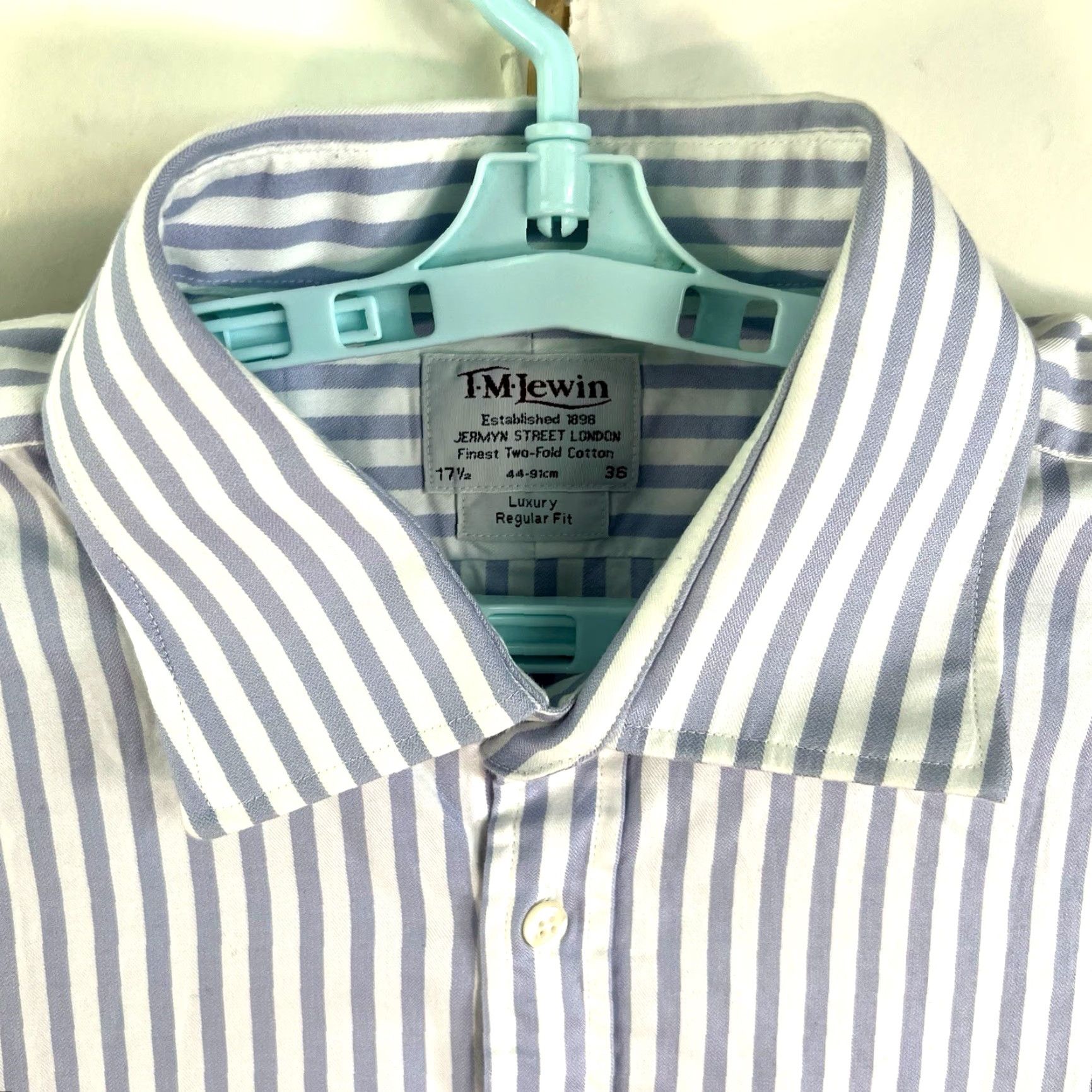 Vintage VINTAGE T.M.Lewin Men's Button-Up Shirt Casual Business Formal Long Sleeve Blue Size 17.5 Size US XL / EU 56 / 4 - 3 Thumbnail