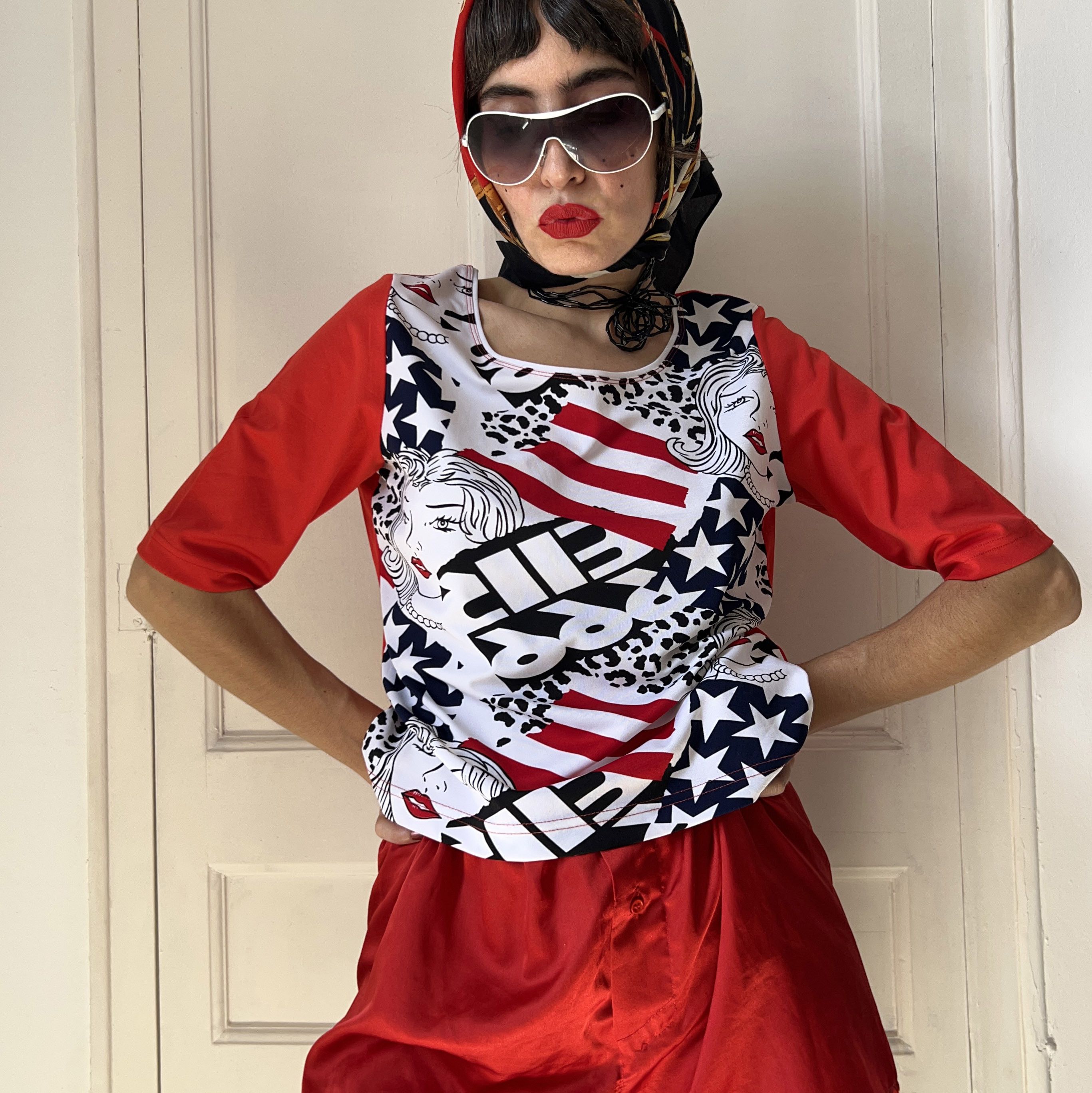 Vintage Vintage Y2K Patriotic Comic Pop Art Shirt Size XL / US 12-14 / IT 48-50 - 3 Thumbnail