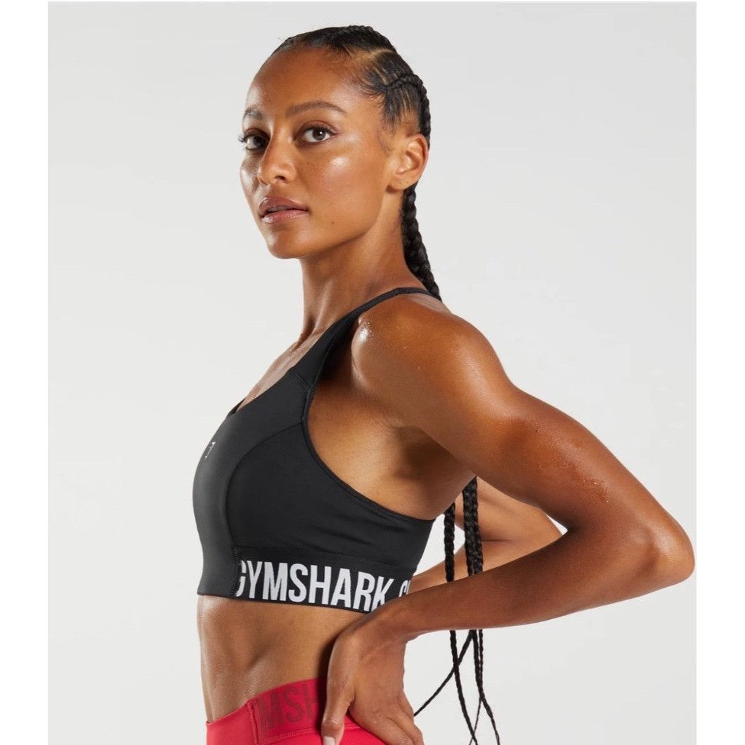 Gymshark Gymshark Womens Black Racerback Sports Bra With Logo Band Te Size S / US 4 / IT 40 - 8 Thumbnail