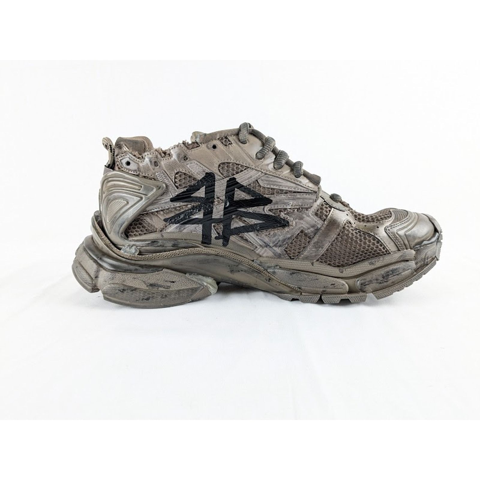 Balenciaga o1rshd1 Monocolor Graffiti Mesh Runner in Dark Taupe/Black Size US 13 / EU 46 - 3 Thumbnail