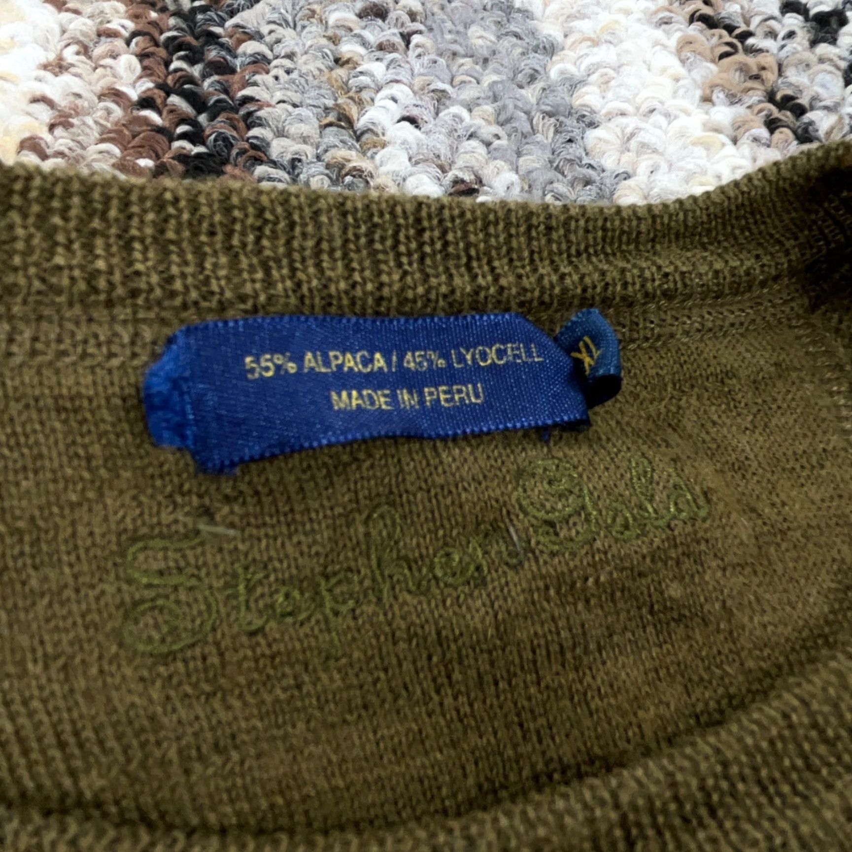 Olive Stephen Gold Men's Sweater XL Green Alpaca Lyocell Crew Neck Pullover Knit Casual Outdoor 90s? Size US XL / EU 56 / 4 - 5 Thumbnail