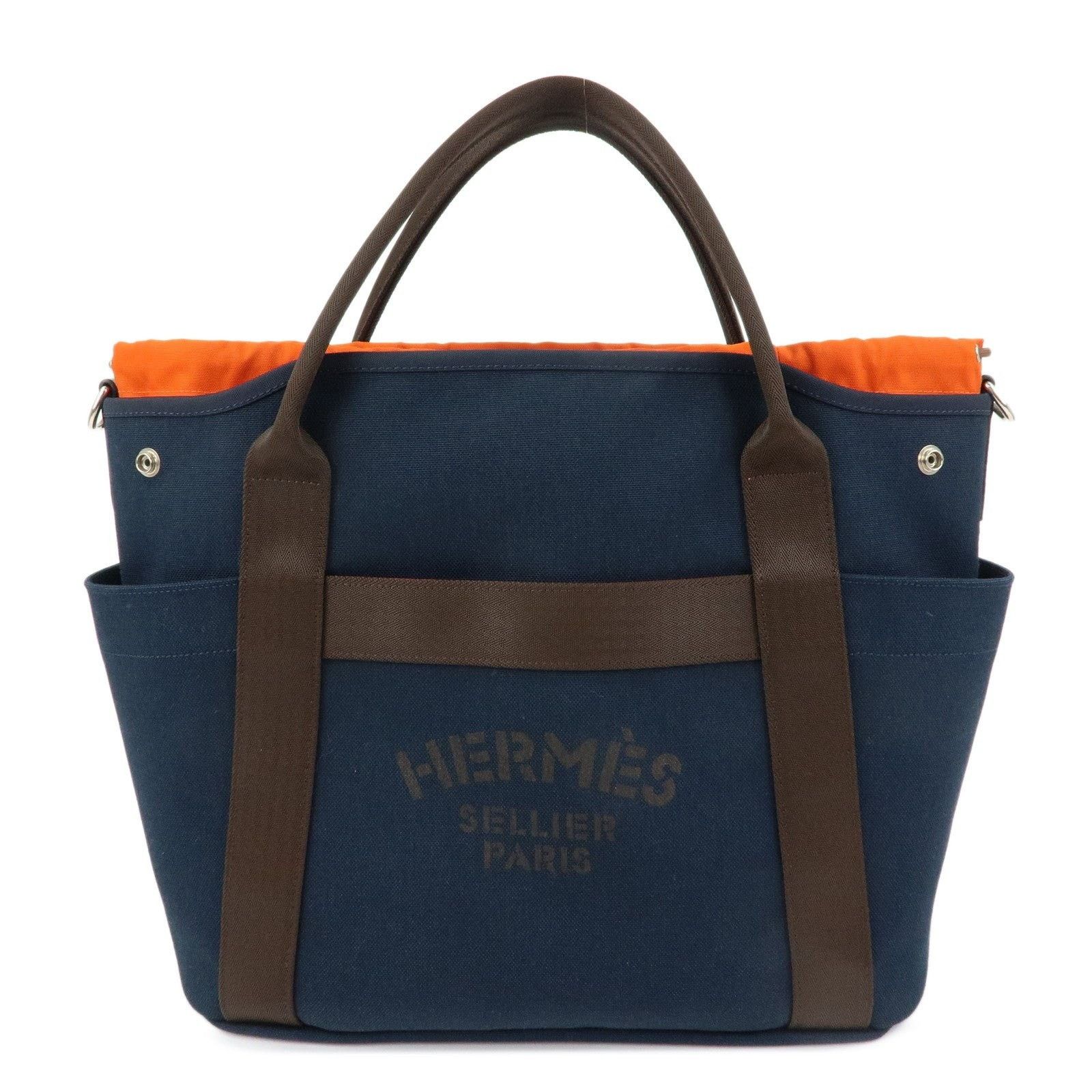 Hermes Hermes Sac de Pansage Groom Canvas Tote Navy Size ONE SIZE - 1 Thumbnail