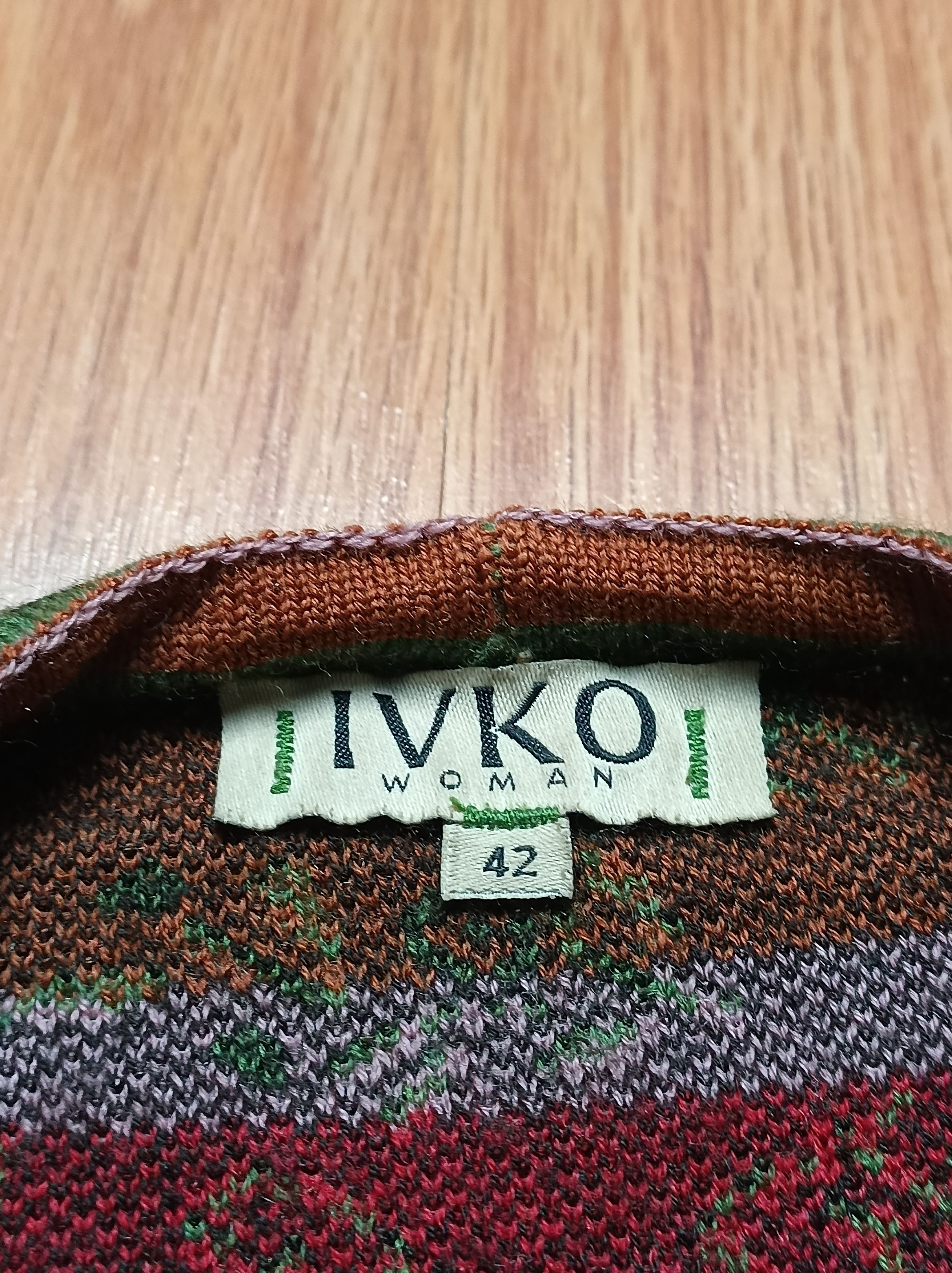 Designer IVKO Wool Jacquard Jacket Cardigan with Collar Size EU42 Size XL / US 12-14 / IT 48-50 - 9 Thumbnail