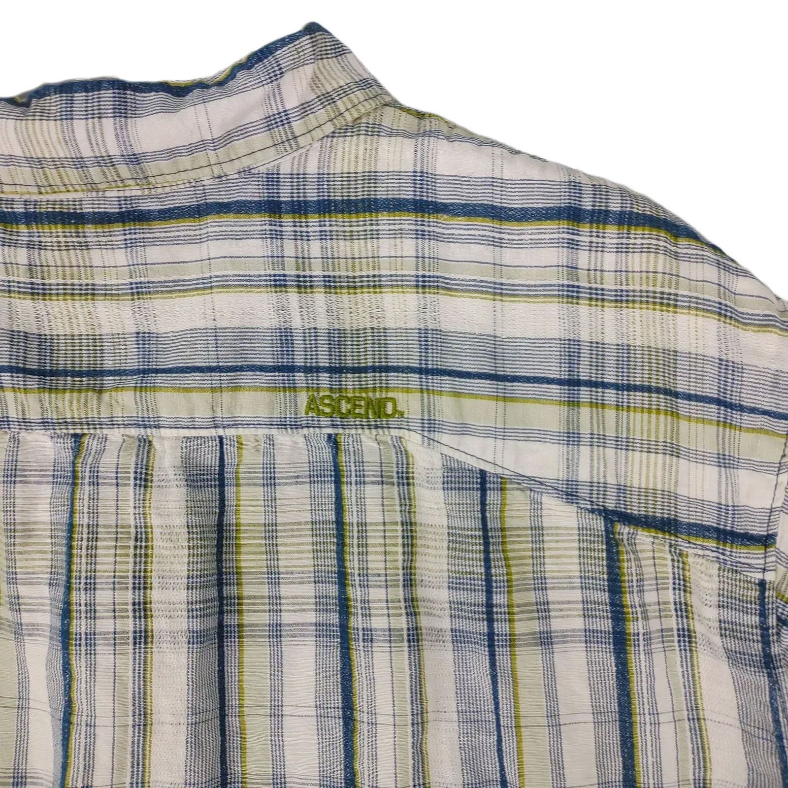 Other Ascend Men's XL Linen Blend Short Sleeve Plaid Button Shirt Size US XL / EU 56 / 4 - 6 Thumbnail