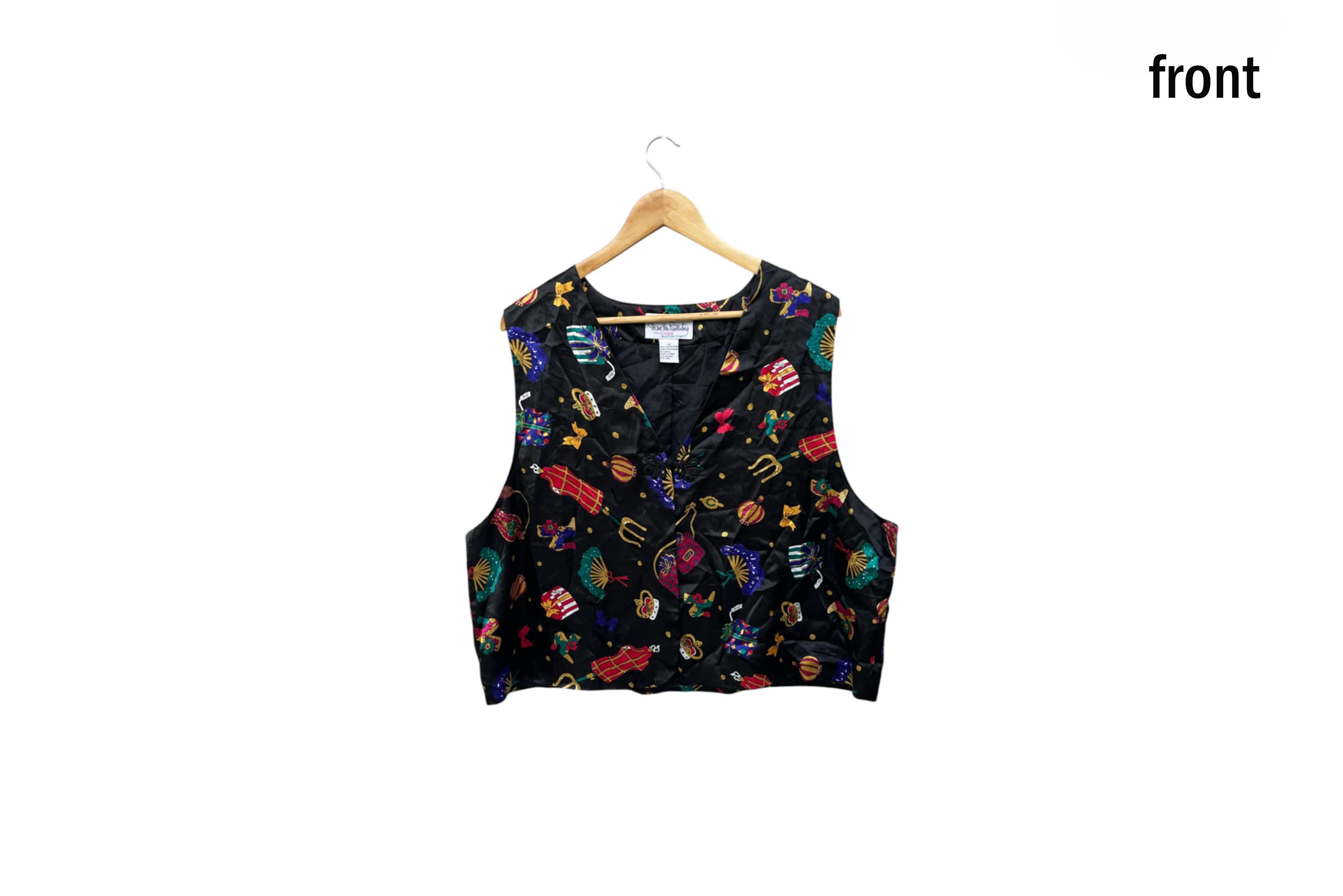 Diane von Furstenberg 80s DVF Diane Von Furstenberg Vest Silky Shirt, Size 1X Size XXL / US 16-18 / IT 52-54 - 4 Thumbnail