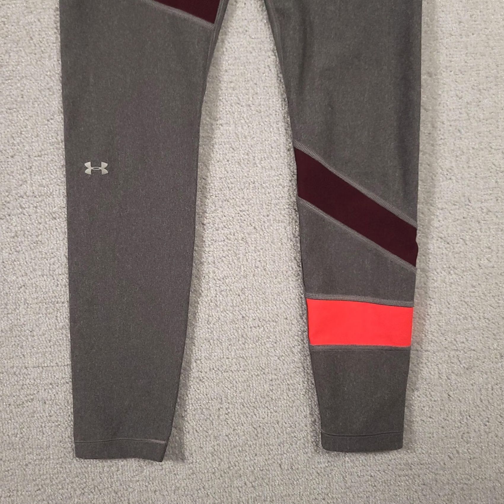 Under Armour Under Armour Pants Womens Medium Gray HeatGear Compression Leggings Colorblock Size 32" / US 10 / IT 46 - 4 Thumbnail