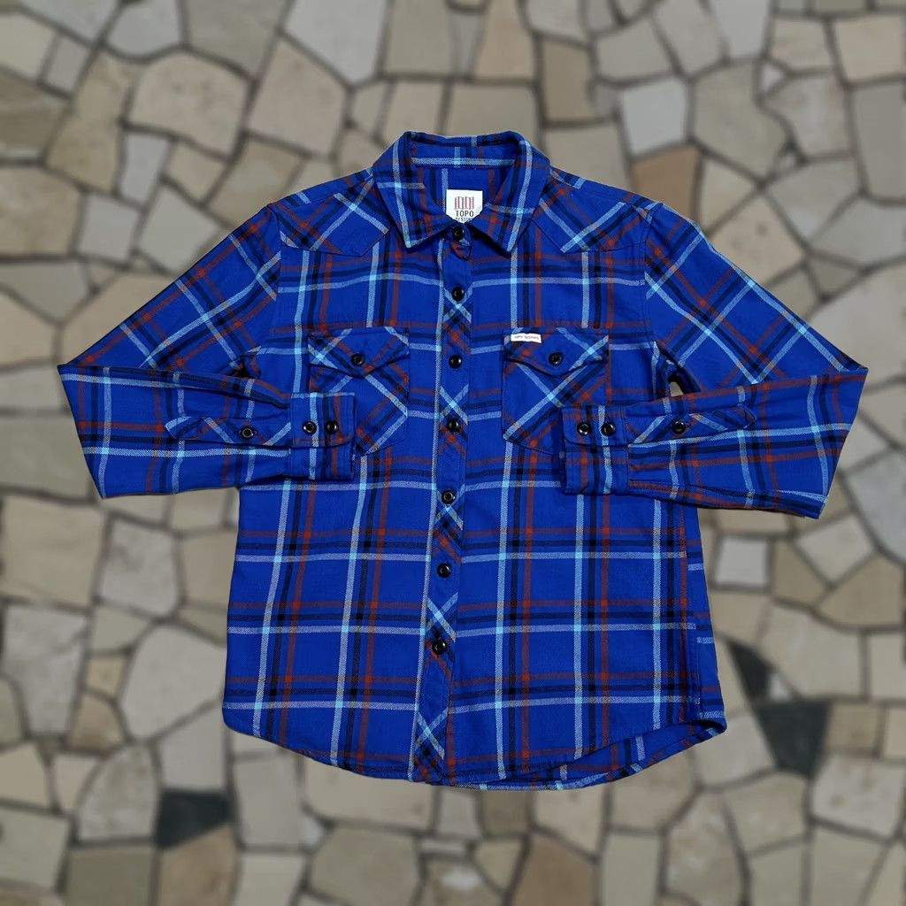 Topo Designs Topo Designs Mountain Button Up Plaid Shirt Long Sleeve Womens Medium Blue Cotton Knit Pocket Casual Workwear Outdoor Urban Fashion 90s? Size M / US 6-8 / IT 42-44 - 1 Thumbnail