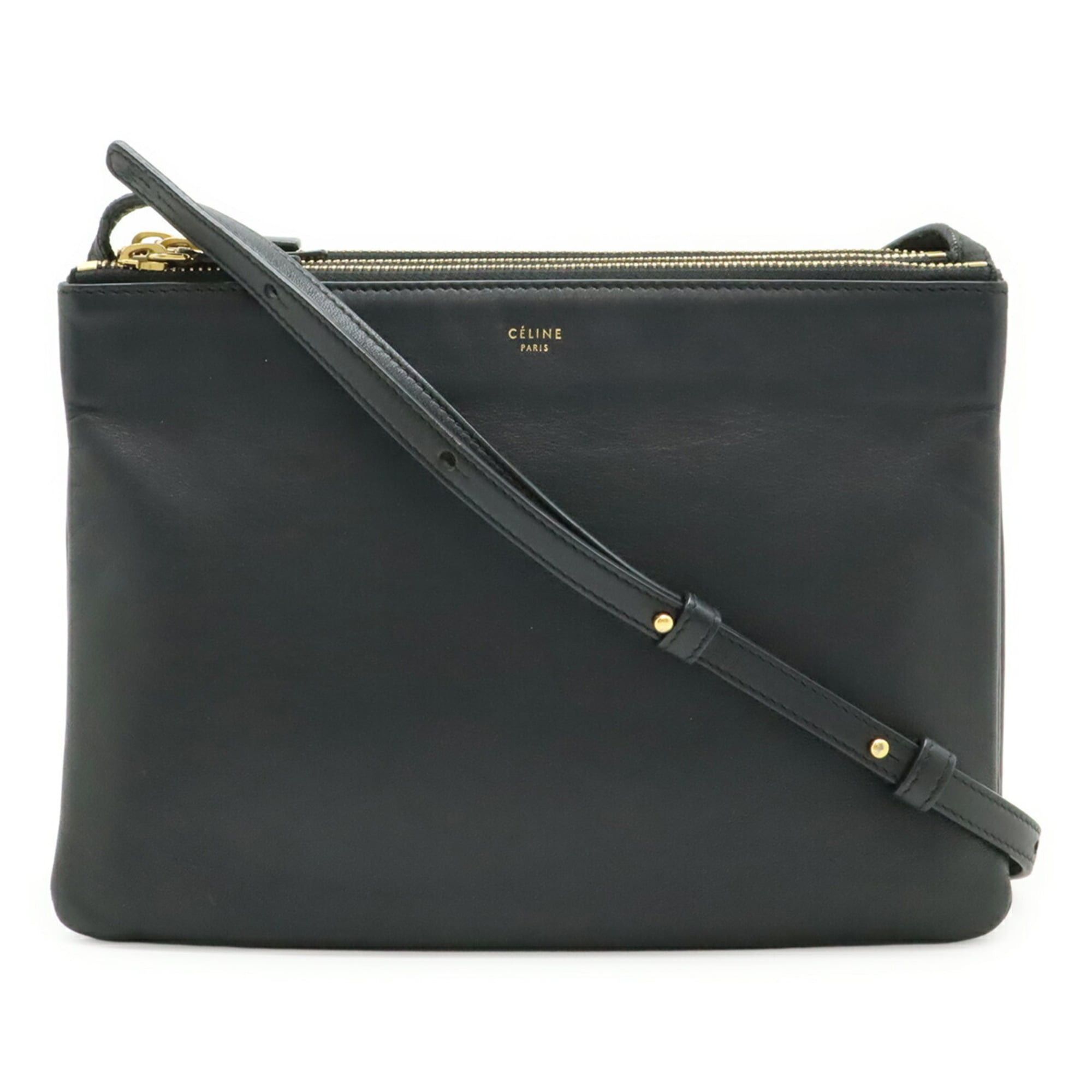 Celine CELINE Trio Large Shoulder Bag, Pouch, Handbag, Leather, Black, 171453 Size ONE SIZE - 1 Thumbnail