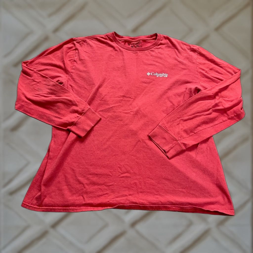 Vintage Columbia PFG Shirt Mens Large Red Crew Neck Long Sleeve Outdoor Fishing Top Breathable Cotton Knit Logo Size US L / EU 52-54 / 3 - 1 Thumbnail