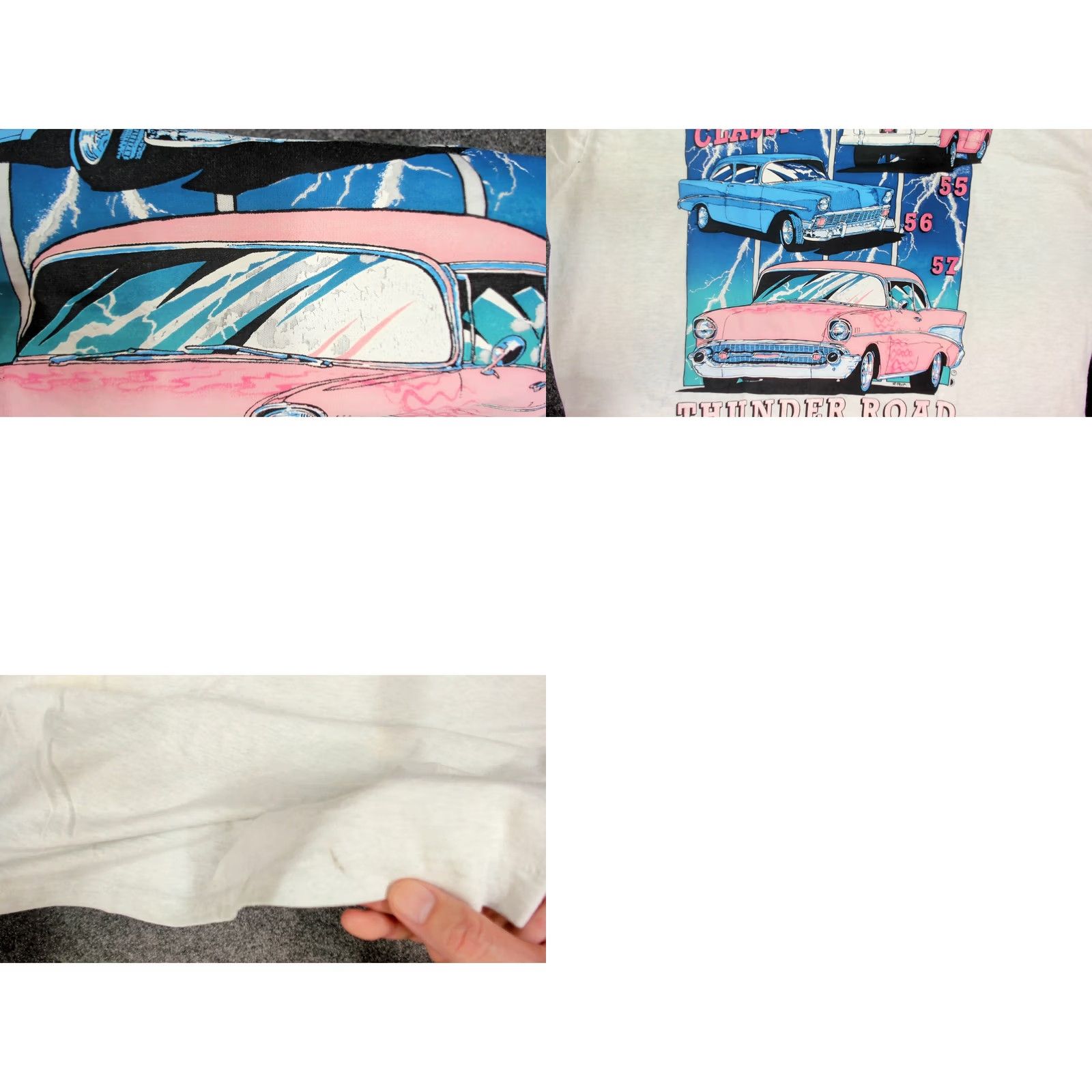 Vintage VINTAGE Thunder Road T-Shirt Mens L Pink Chevy 90s Classic Cars Screen Stars 50/50 Size US L / EU 52-54 / 3 - 9 Thumbnail