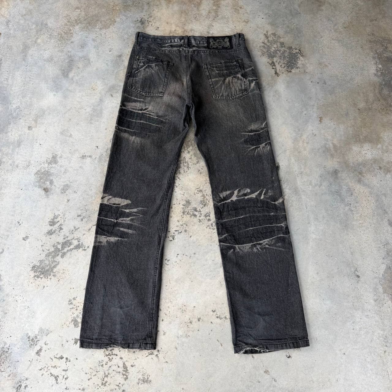 LOWBOX Archival LOWBOX Distressed Mud-Wash Denim Faded Black Grunge Size US 32 / EU 48 - 12 Thumbnail