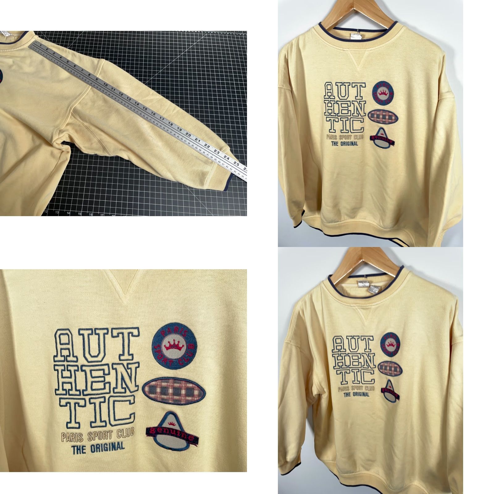 Vintage VINTAGE Paris Sport Club Sweatshirt Adults XL Pale Yellow Embroidered Logo Graphic Print Boxy Fit 90s Hipster Retro Mens Sweater Size US XL / EU 56 / 4 - 8 Thumbnail
