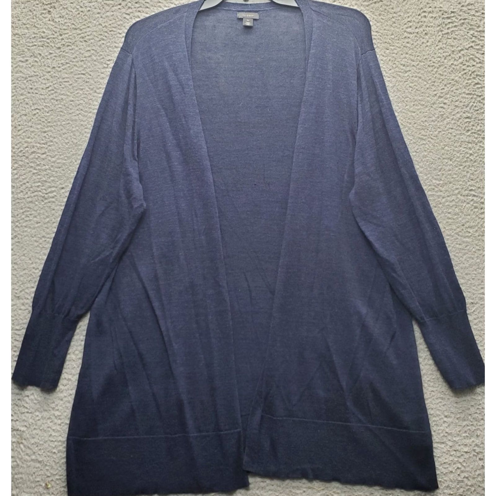 Vintage Halogen Cardigan Womens 3X Navy Tight Knit Linen Blend Raglan Sleeve Open Front Shirt Womens 3X Navy Knit Cardigan Size XXL / US 16-18 / IT 52-54 - 2 Thumbnail