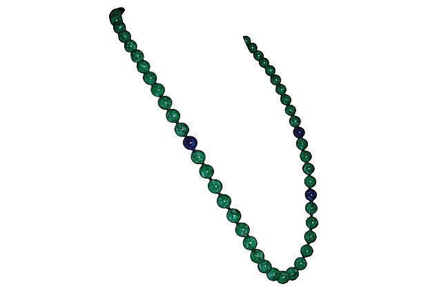 Designer Kenneth Lane Simulated Jade and Lapis Bead Necklace Size ONE SIZE - 3 Thumbnail