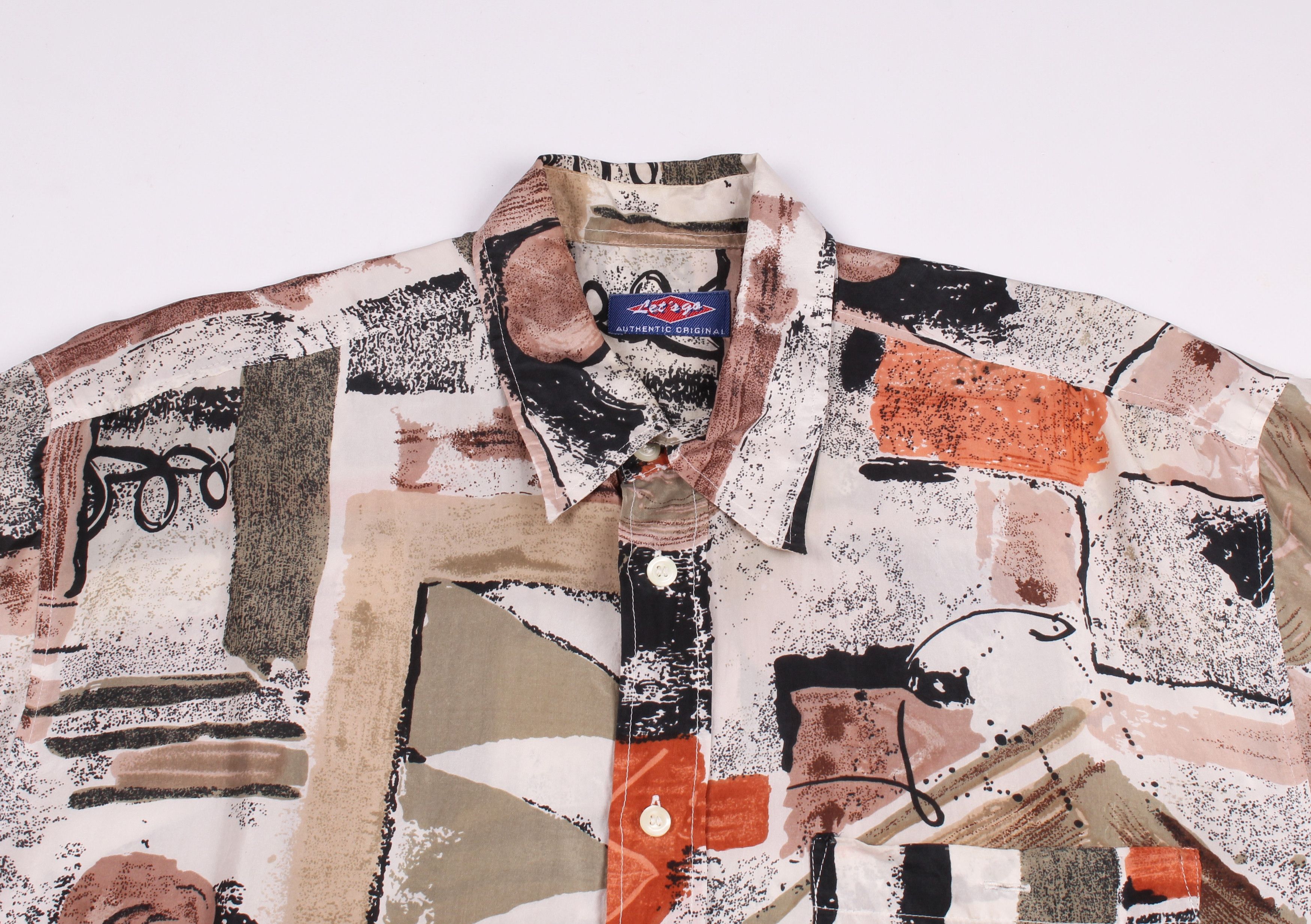 Vintage Vintage Let's Go Silk Abstract Shirt 90's Size US XL / EU 56 / 4 - 2 Thumbnail