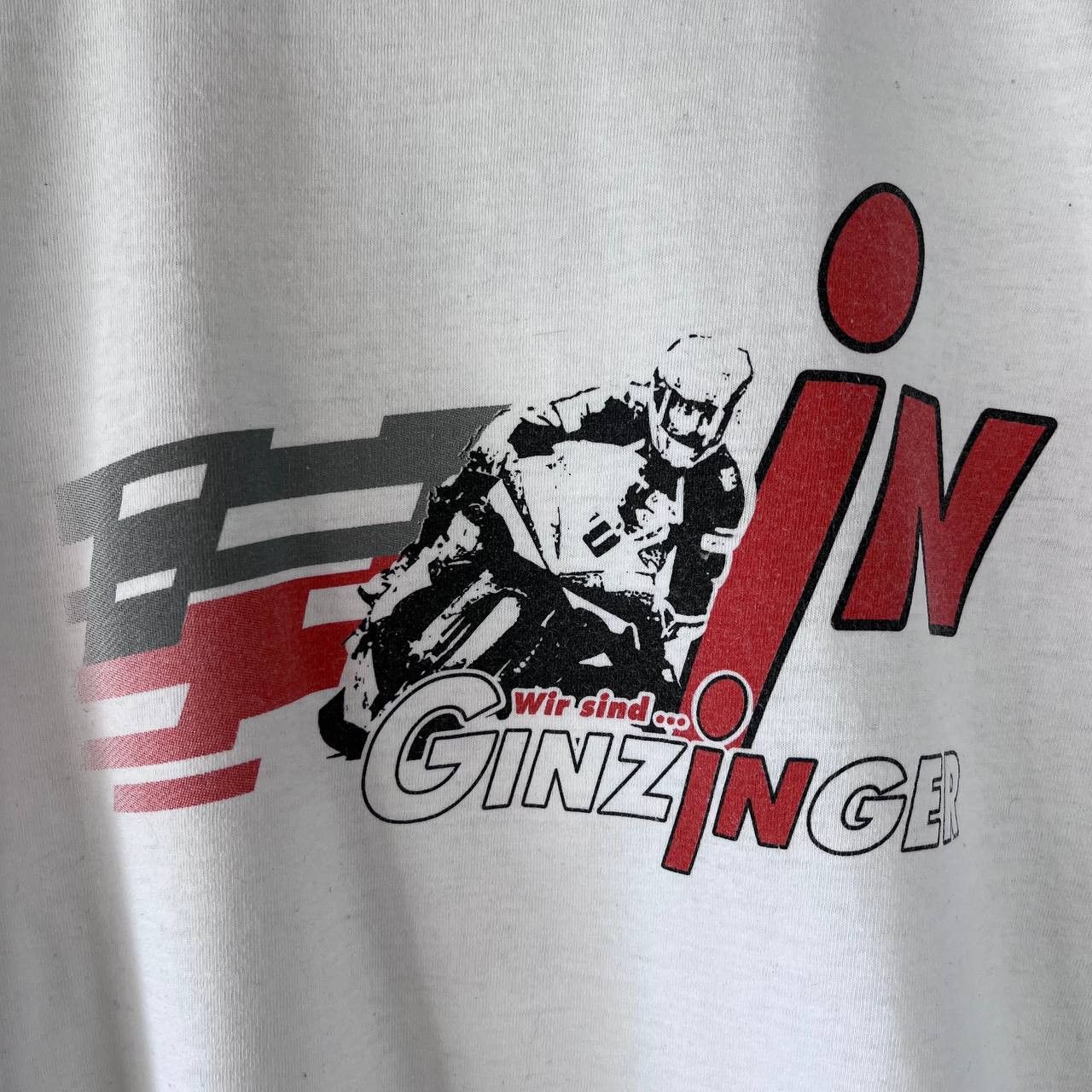 Vintage Vintage Motorcycle Racing Biker Ginzinger White Tshirt Size US L / EU 52-54 / 3 - 3 Thumbnail
