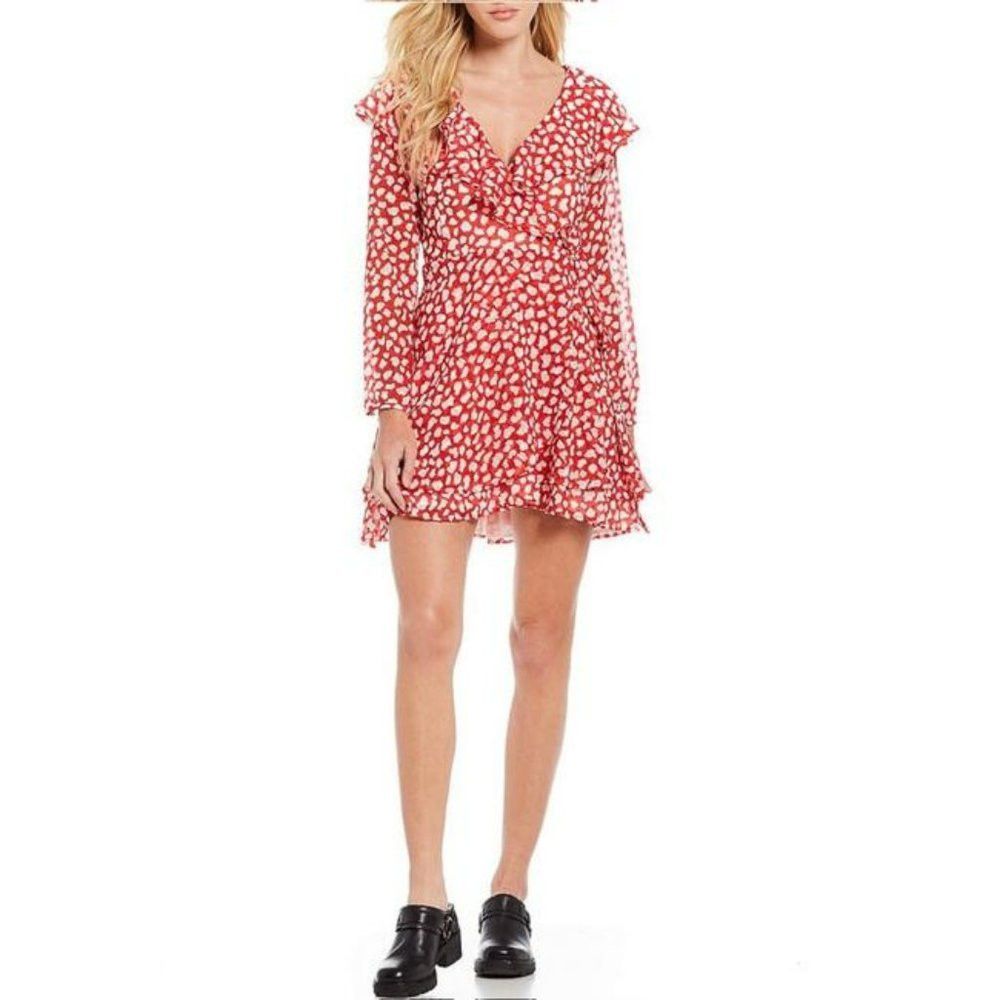 Free People NWT New $148 Free People Frenchie Red White Wrap Dress Size Size XS / US 0-2 / IT 36-38 - 1 Thumbnail