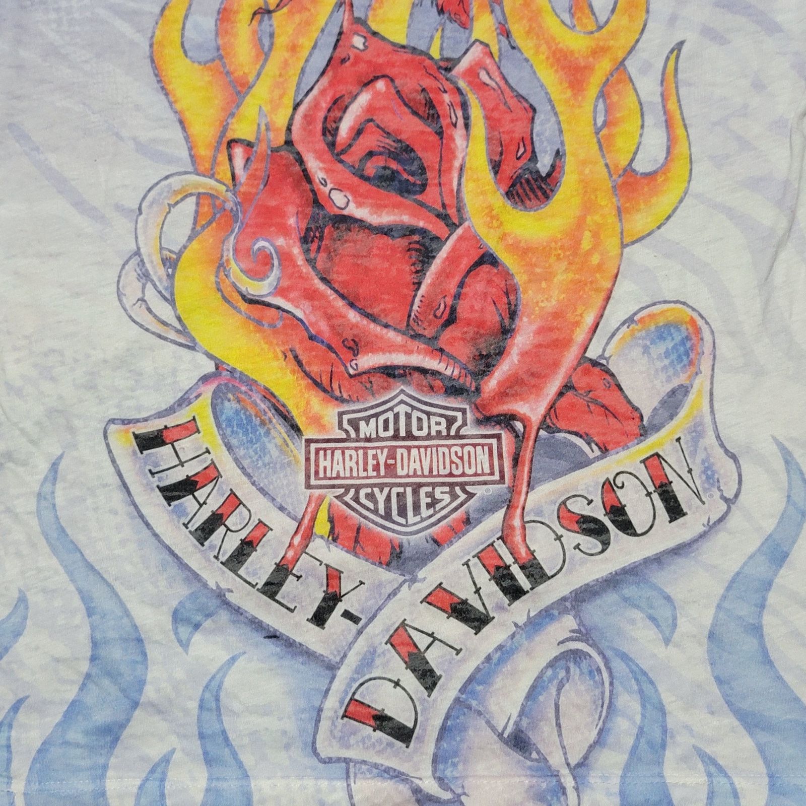 Harley Davidson Harley-Davidson Lt. Blue Blouse Flame Roses - Size Small Size S / US 4 / IT 40 - 5 Thumbnail