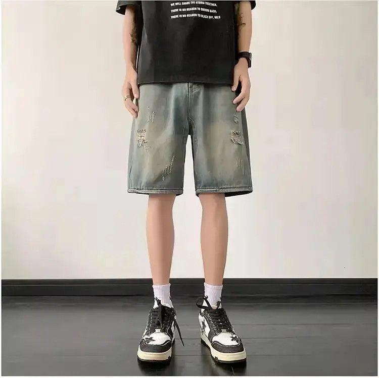 Japanese Brand Retro straight leg distressed jeans Size US 32 / EU 48 - 6 Thumbnail
