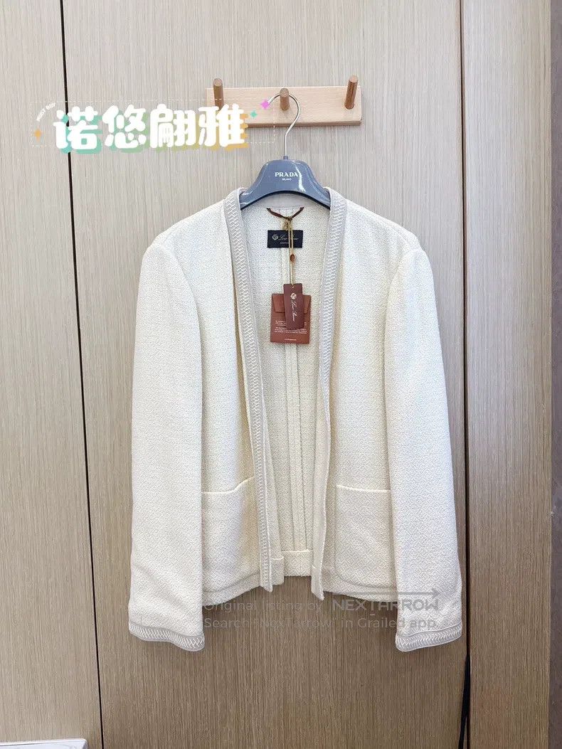 Loro Piana Milky white silk cotton woven jacket
