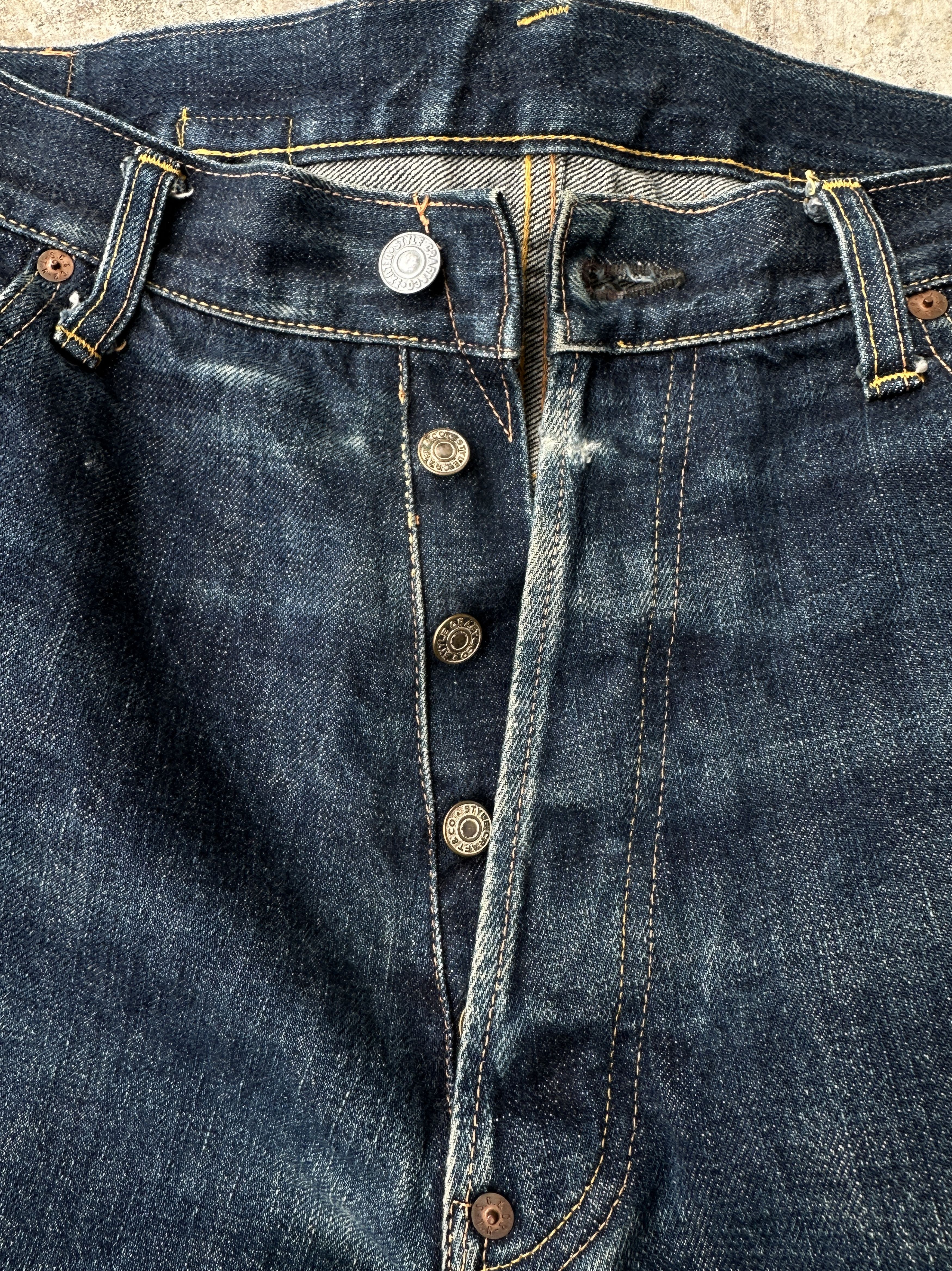 Evisu Buckle Back No2 2000s Selvedge seagulls back cinch denim 501 Size US 35 - 14 Thumbnail