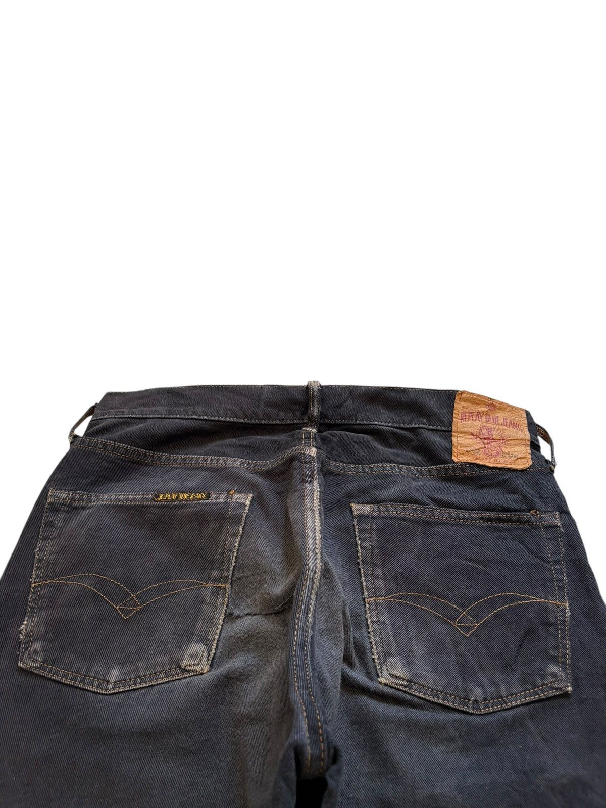 Replay Vintage Replay Black Wash Distressed Loose Baggy Jeans Size US 32 / EU 48 - 8 Thumbnail