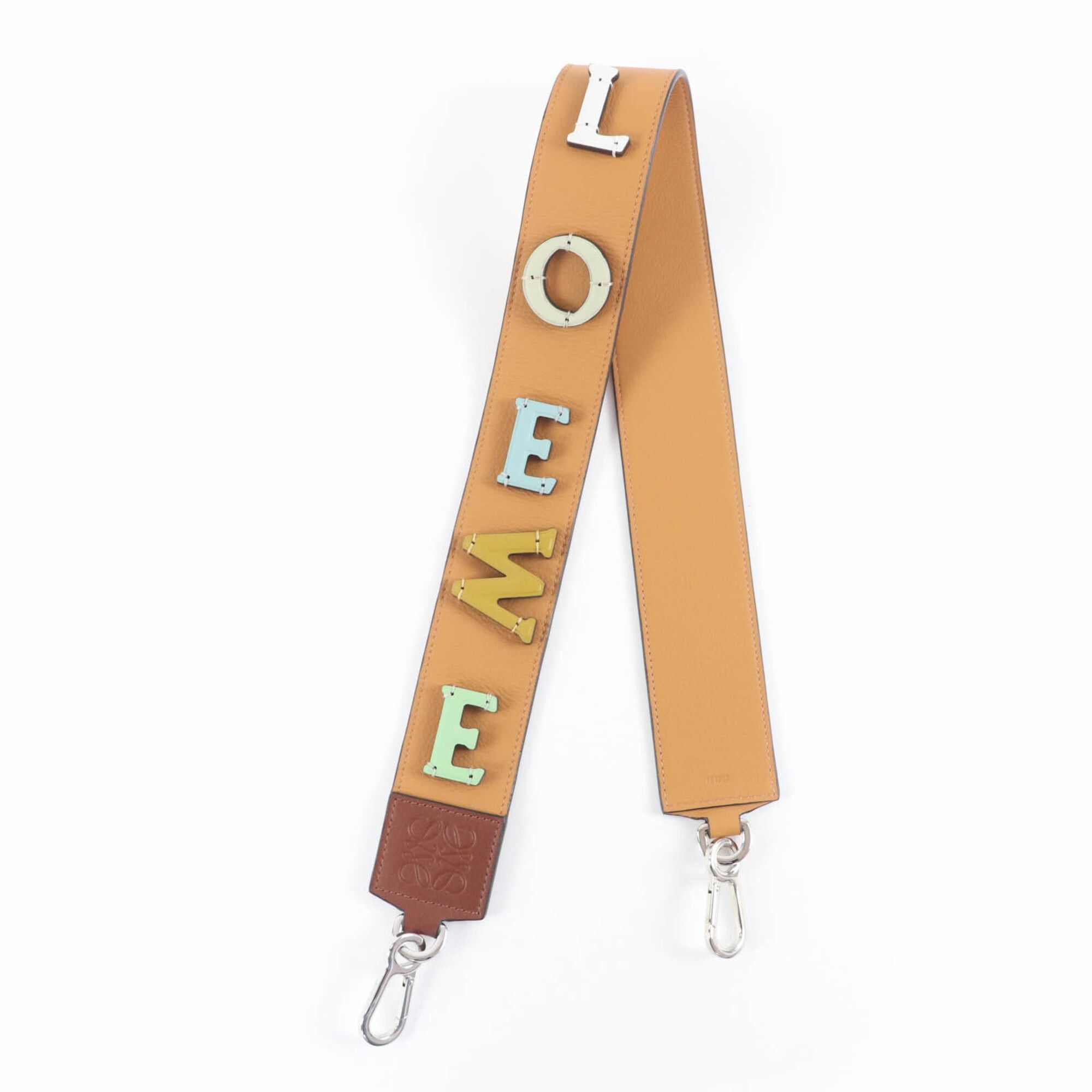 Loewe LOEWE Logo Anagram Leather Shoulder Strap, Brown Multicolor, Silver Hardware, Made in Spain, Women's Size ONE SIZE - 1 Thumbnail