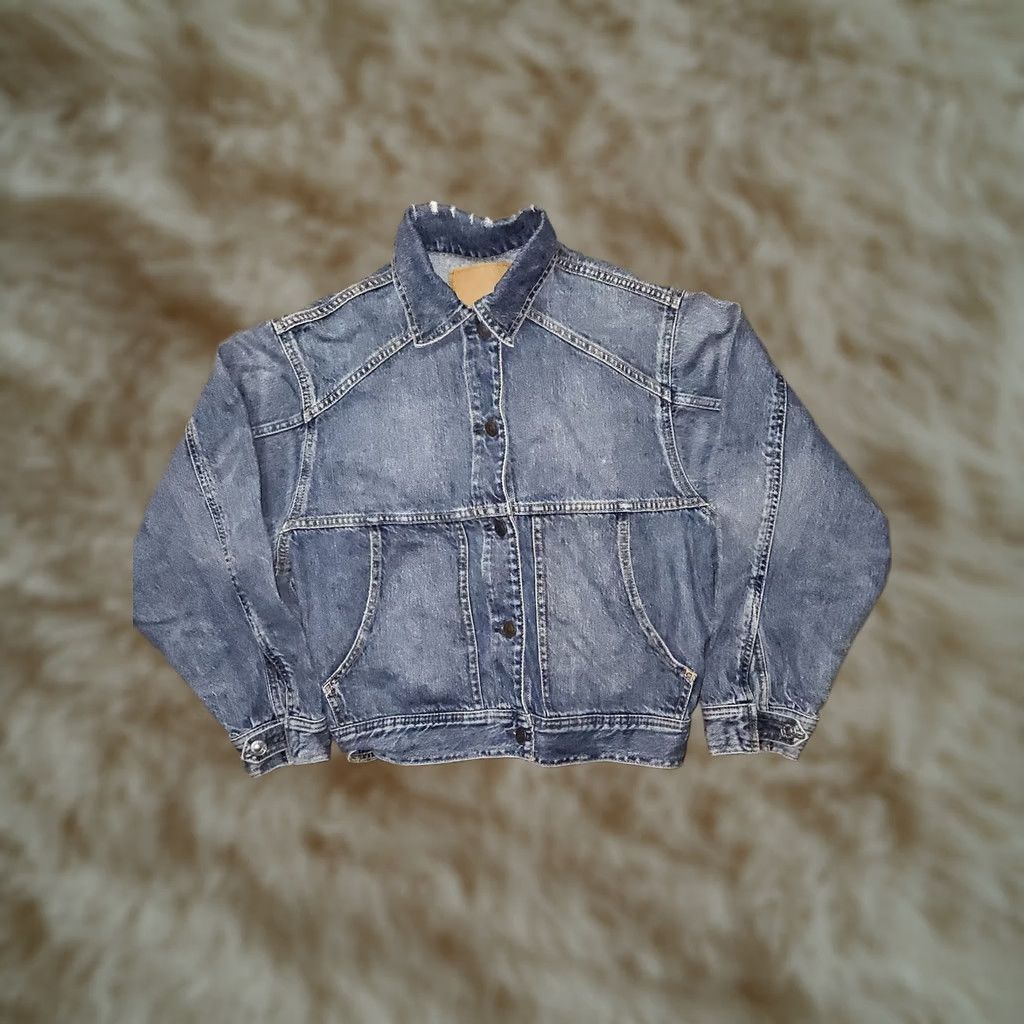 Vintage VINTAGE American Eagle Jacket Womens XS Blue Denim Cropped Distressed Jacket Size 26" / US 2 / IT 38 - 1 Thumbnail
