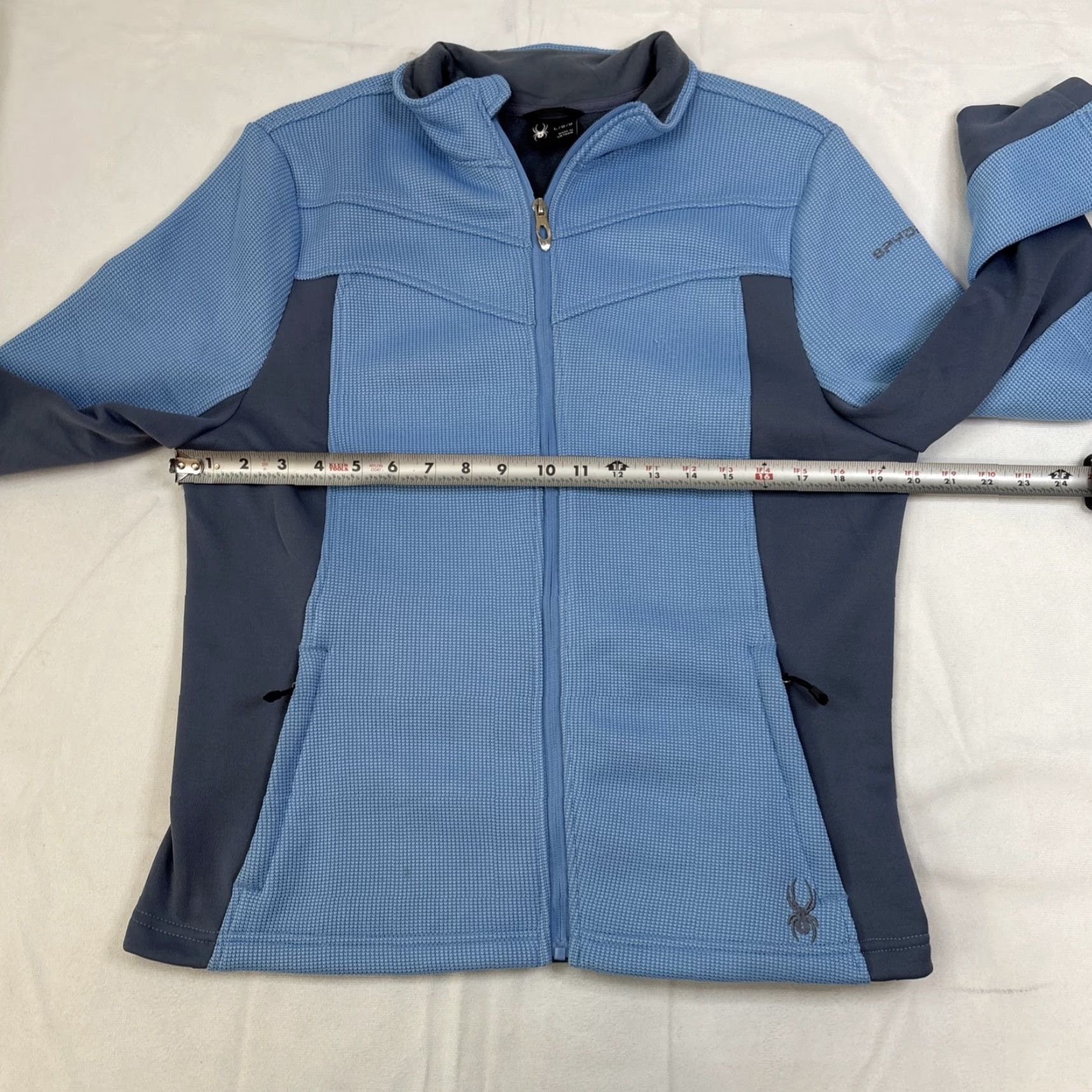 Spyder Spyder Jacket Womens Large Powder Blue Full Zip Waffle Knit Fleece Ski Snowboard Size L / US 10 / IT 46 - 4 Thumbnail