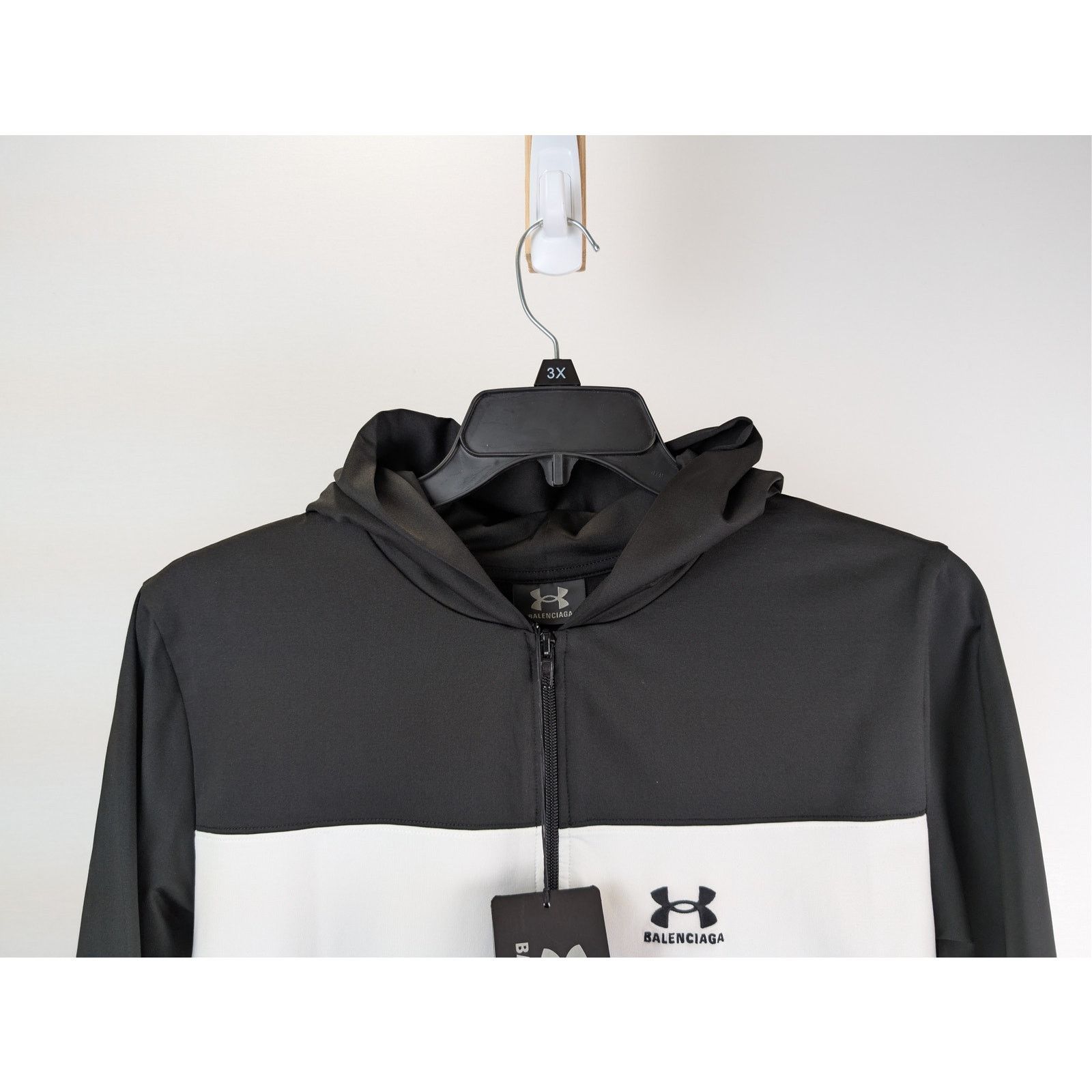 Balenciaga × Under Armour o1rshd1 Sporty Fleece Zip up Sweatshirt Hoodie Black/White Size US L / EU 52-54 / 3 - 2 Thumbnail