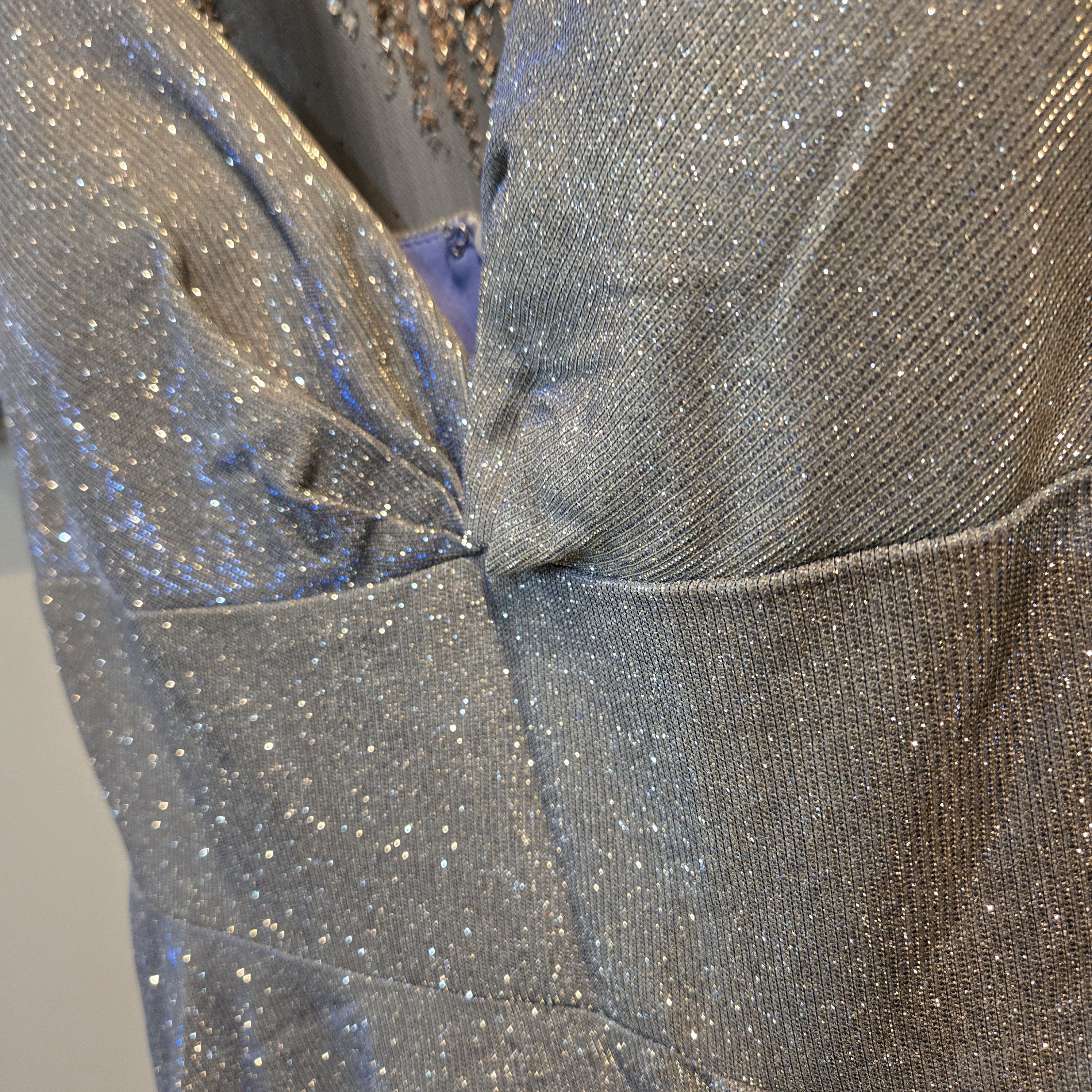 Other Blondie Nites Silver Metallic Ruffled Fit & Flare Dress Size L / US 10 / IT 46 - 7 Thumbnail