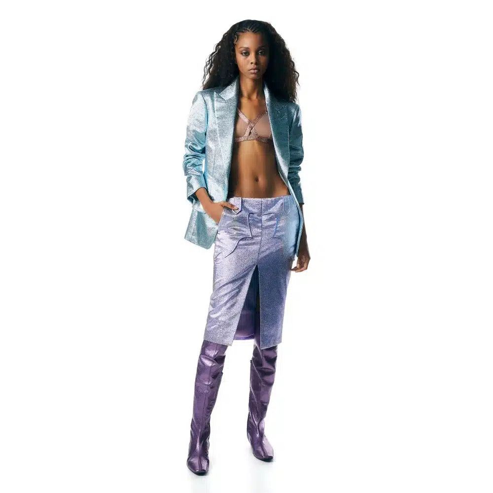 Tom Ford o1loc1c1124 GC5691 Iridescent Skirt in Light Violet Size 24" / US 00 / IT 34 - 2 Thumbnail