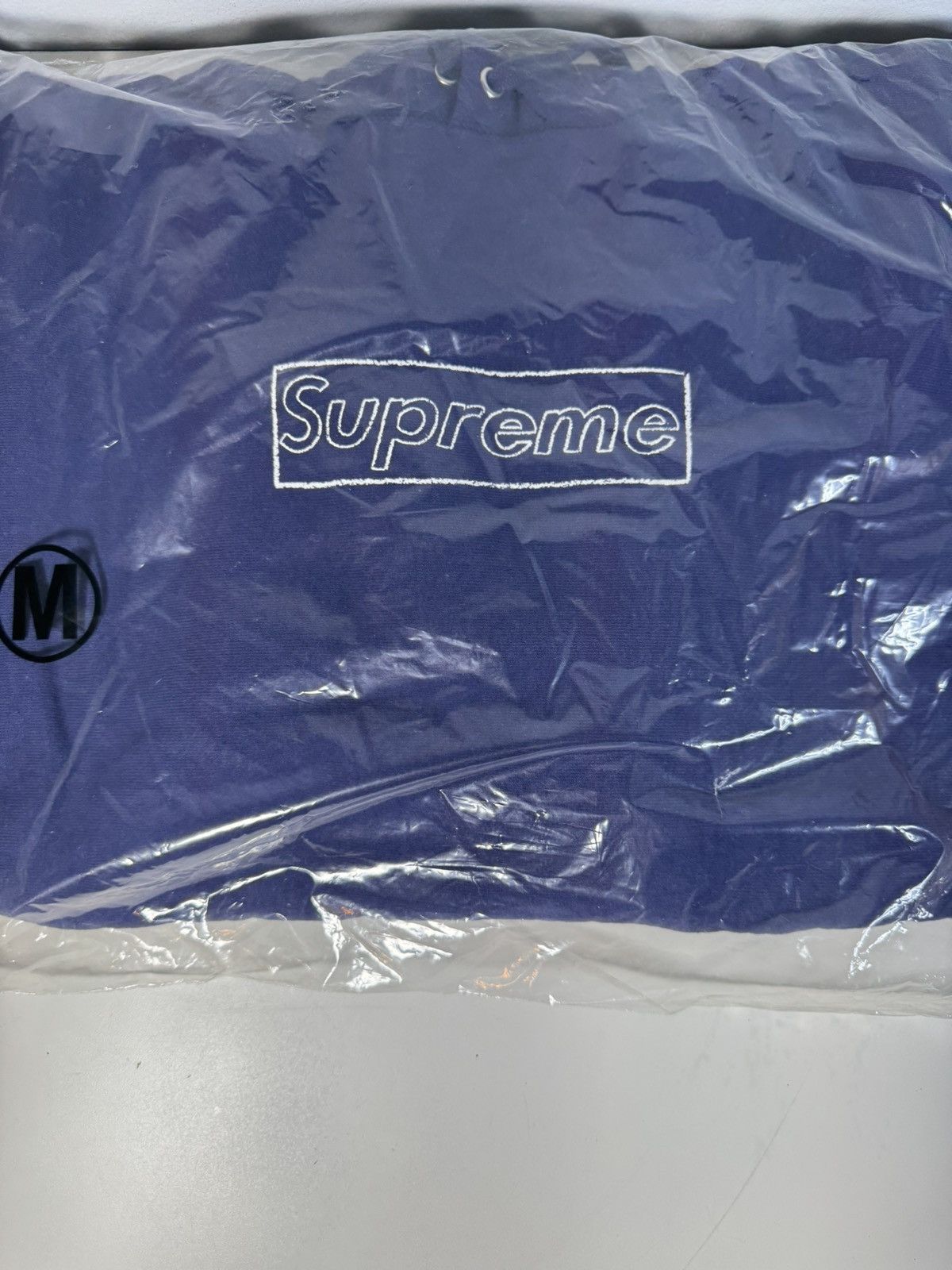 Supreme KAWS Chalk Logo Hooded Sweatshirt Washed Navy M 