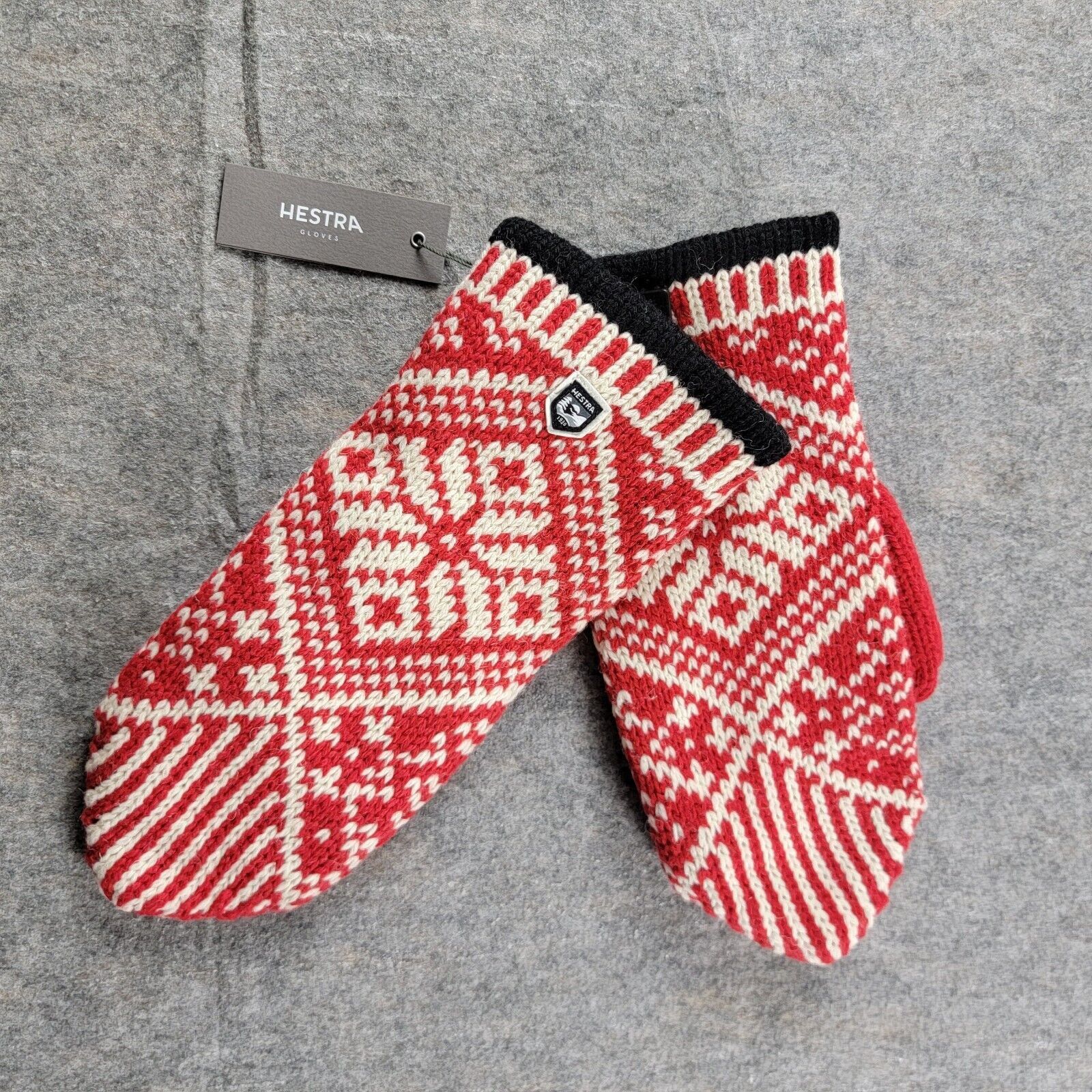 Hestra Hestra Nordic Wool Mitt size 10 Red Off White Size ONE SIZE - 1 Thumbnail