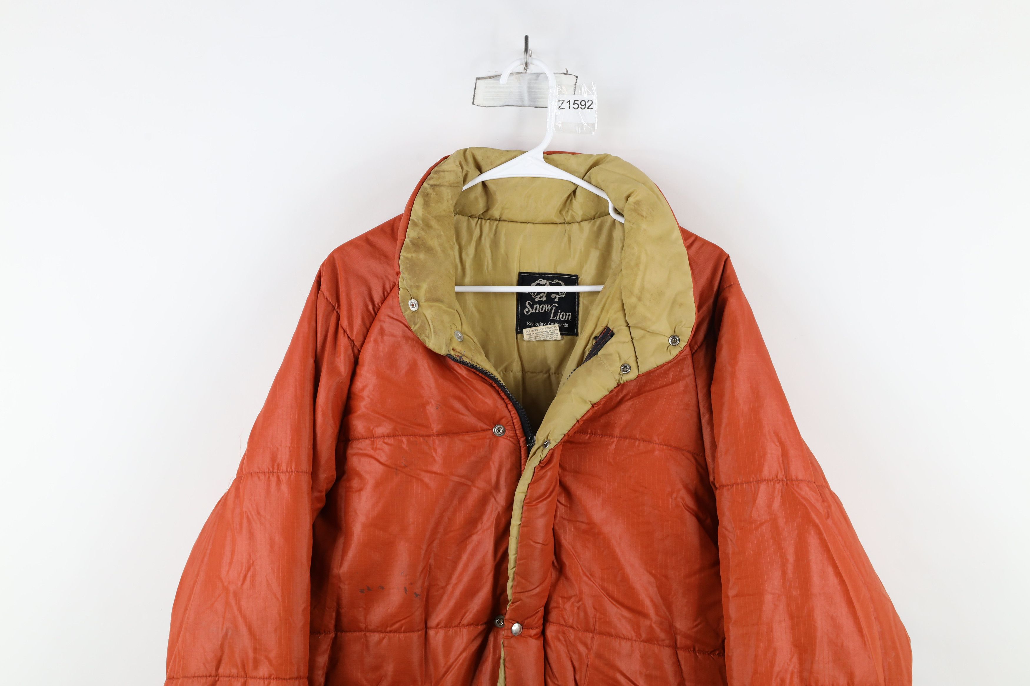 Vintage Vintage 70s Streetwear Winter Puffer Jacket Orange USA Size US XL / EU 56 / 4 - 2 Thumbnail