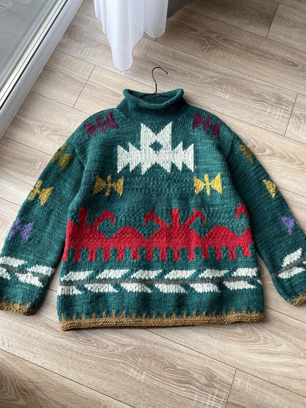 Vintage Vintage Pachamama Aztec Navajo Wool Knit Chunky Sweater RRL Size US XL / EU 56 / 4 - 6 Thumbnail