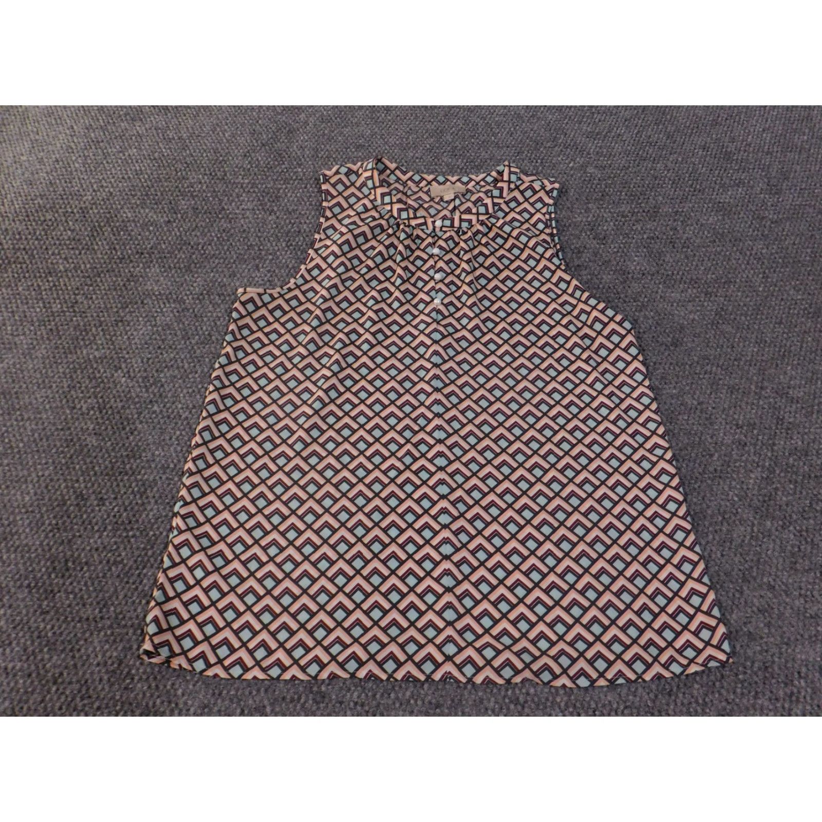 Loft LOFT Outlet Blouse Womens Medium Multicolor Geometric Print Sleeveless Button Top Shirt Size M / US 6-8 / IT 42-44 - 3 Thumbnail