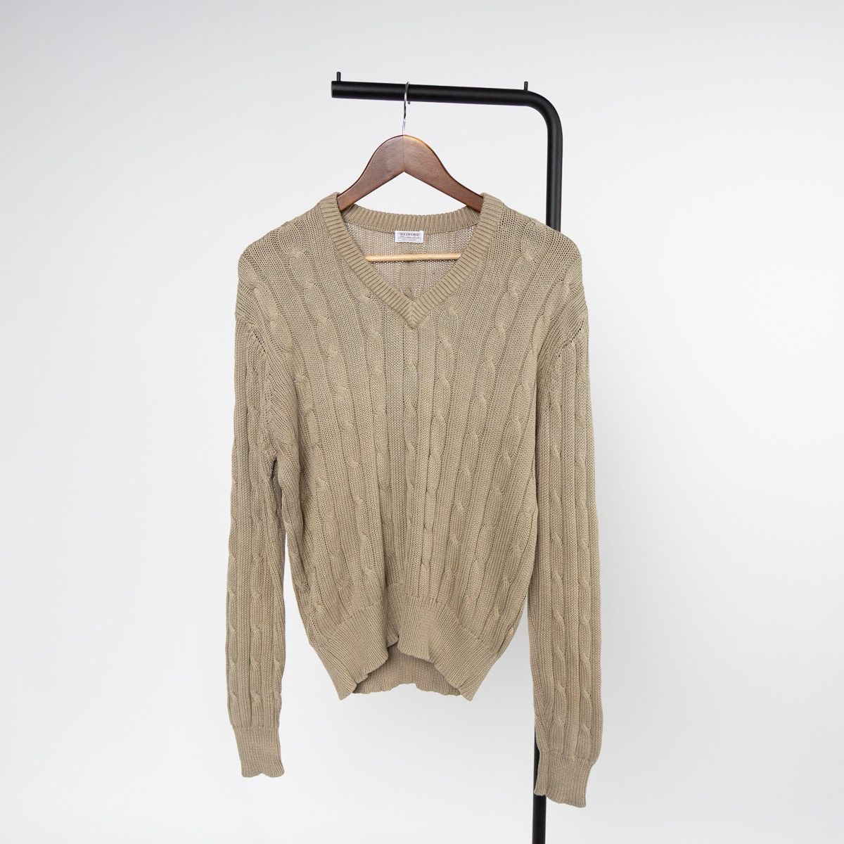 Other Redford Men Beige Cable Knit Sweater V-Neck Classic Pullover Size US M / EU 48-50 / 2 - 3 Thumbnail