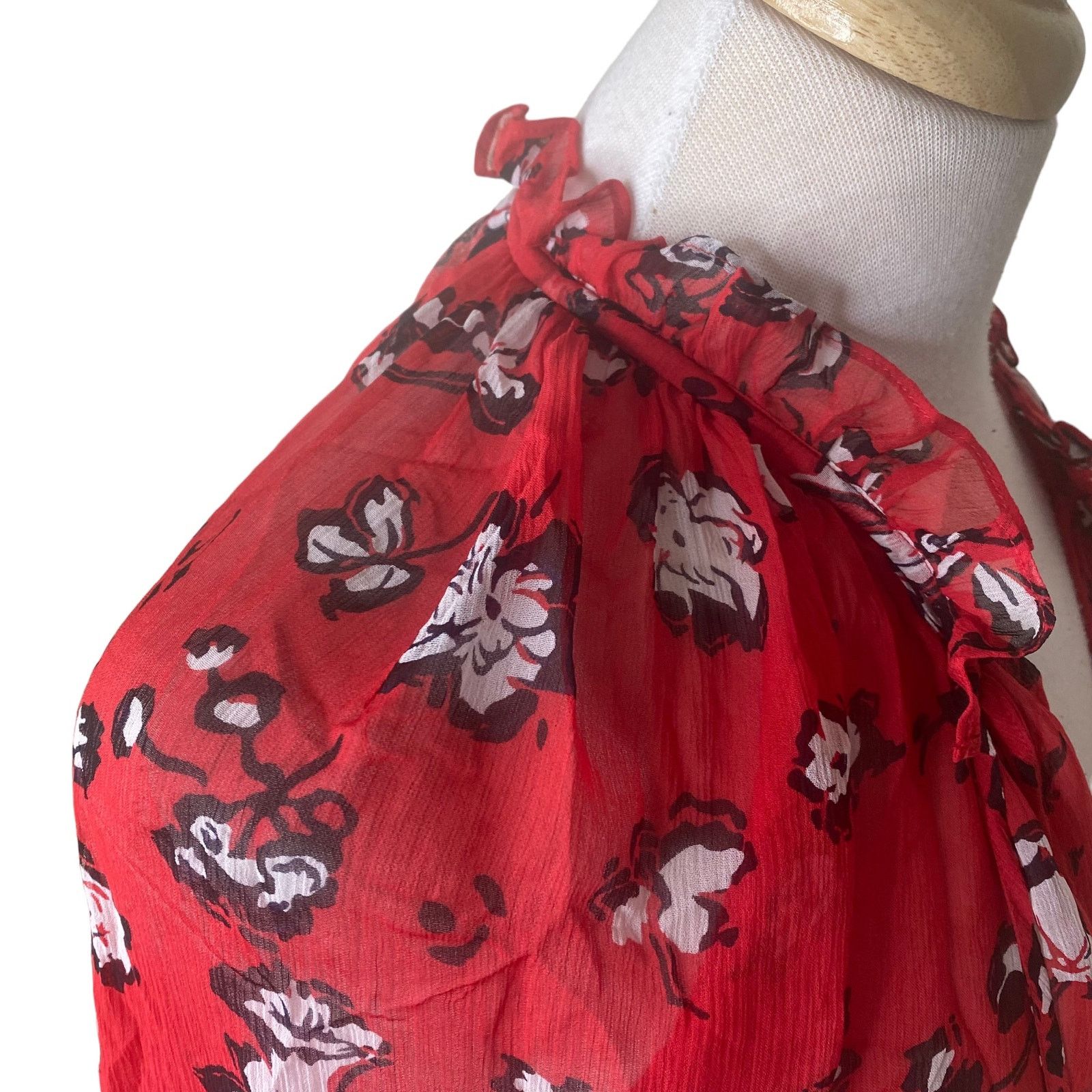 Veronica Beard VERONICA BEARD Antonette Silk Peasant Top Size 6 Red Multi Size M / US 6-8 / IT 42-44 - 4 Thumbnail
