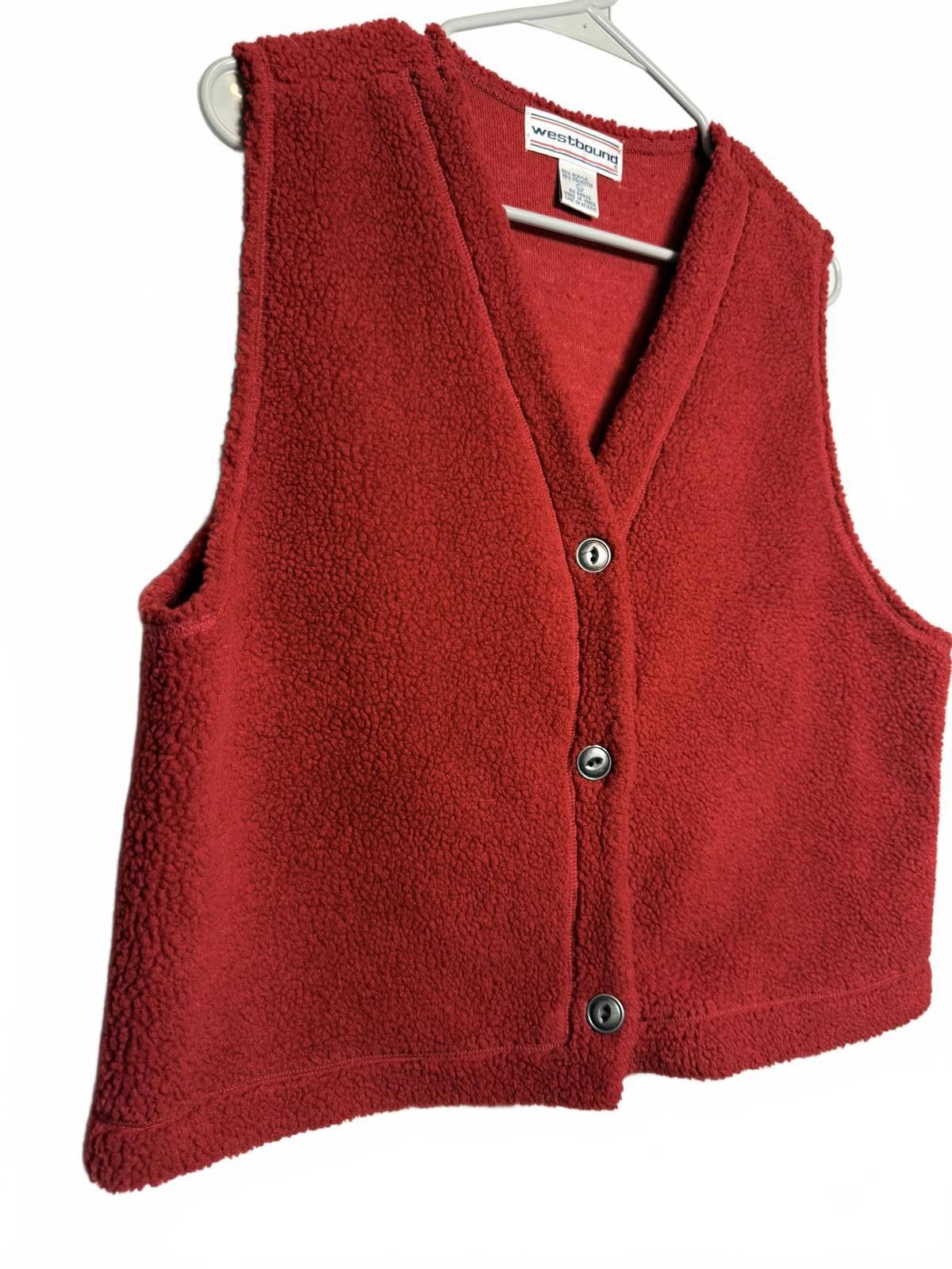 Designer Box Crop Red Fleece Vest Size M / US 6-8 / IT 42-44 - 3 Thumbnail