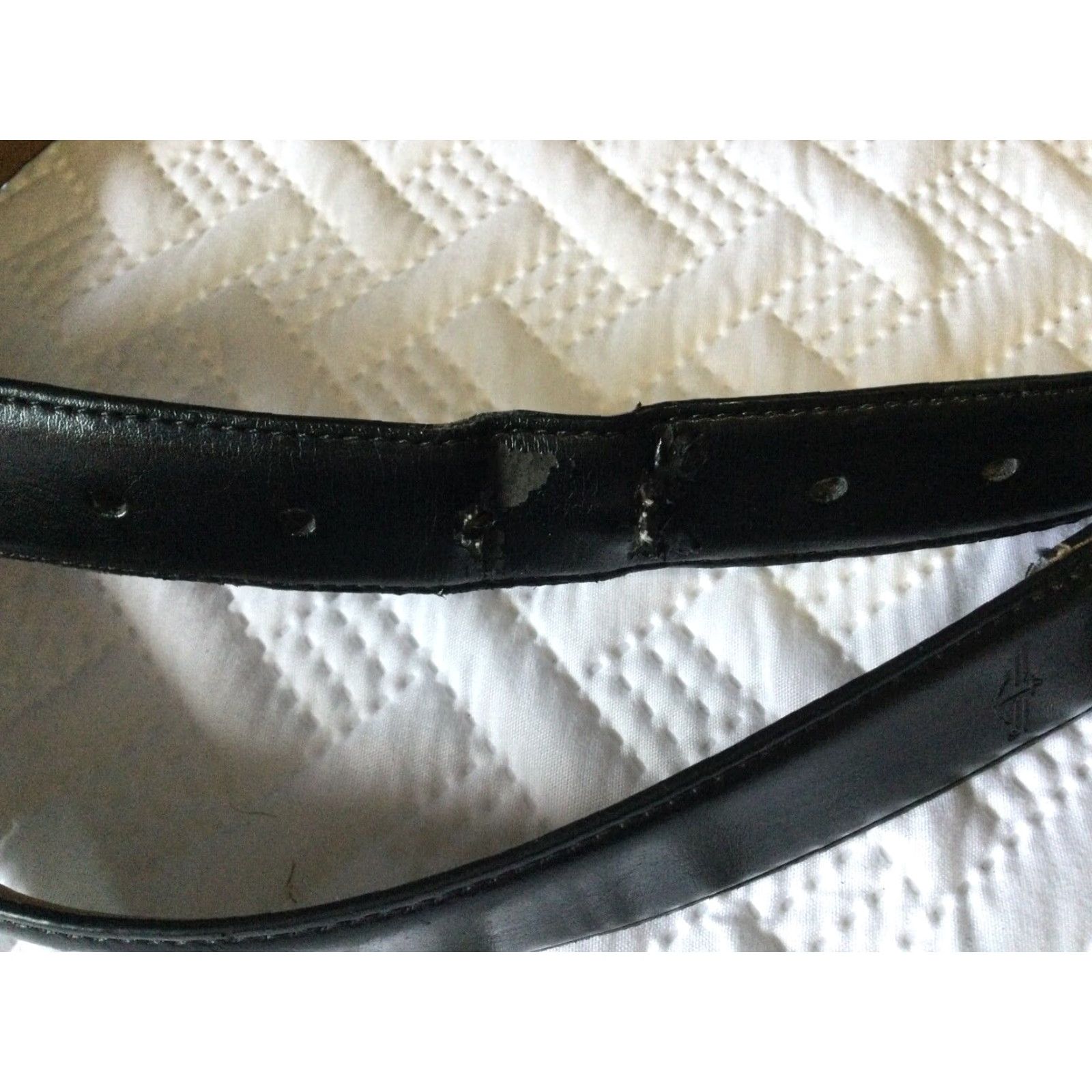 Vintage Men's Black Leather Dress Belt 38 Silver Tone Buckle Adjustable Regular Size 38 - 4 Thumbnail